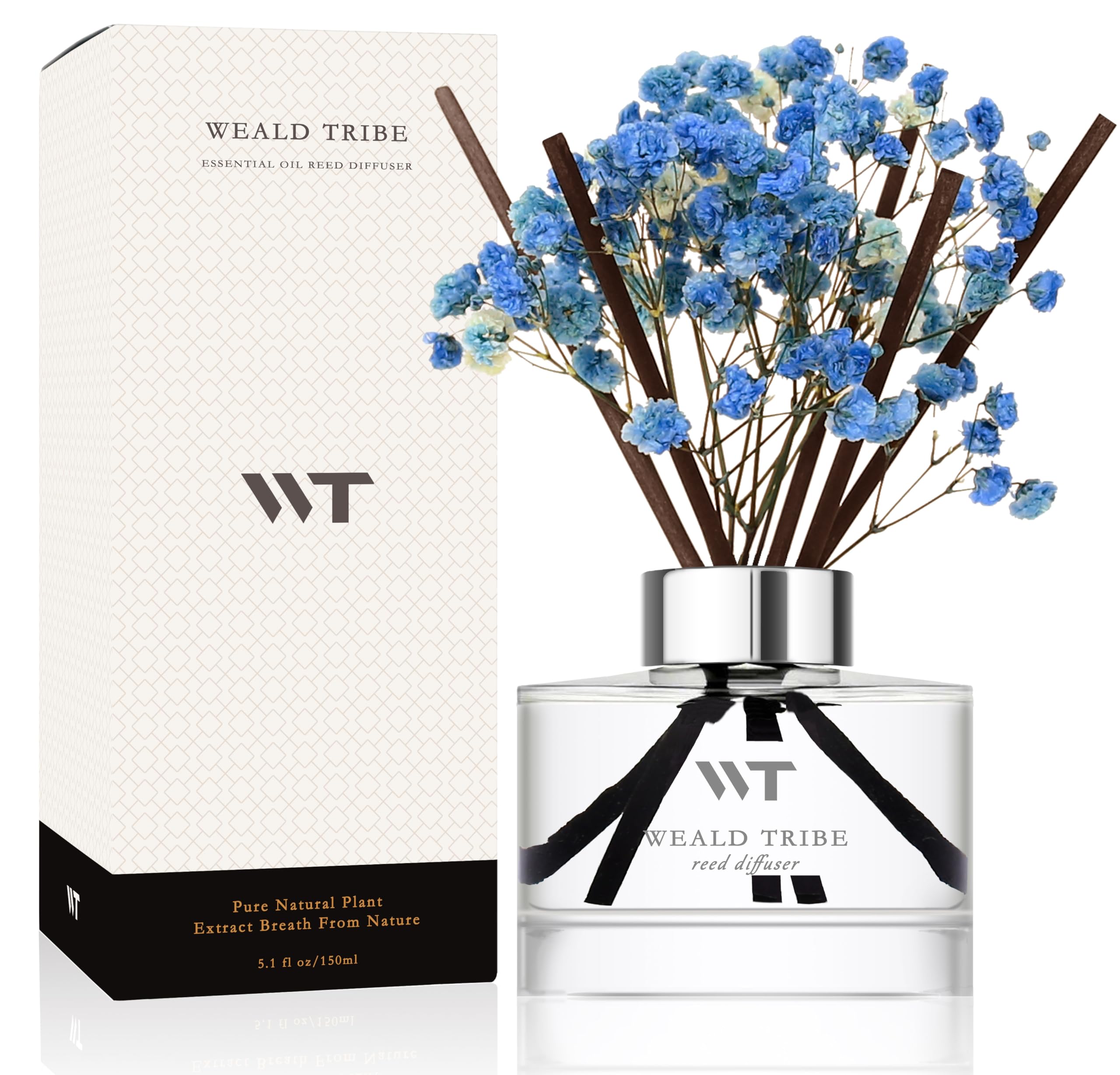 Flower Reed Diffuser Set Cashmere Vanilla Scent for Bathroom Accessories,Christmas Shelf Decor & Air Fresheners, Bedroom Sticks Defusers with 5.1 fl oz Essential Oils, Office Gifts