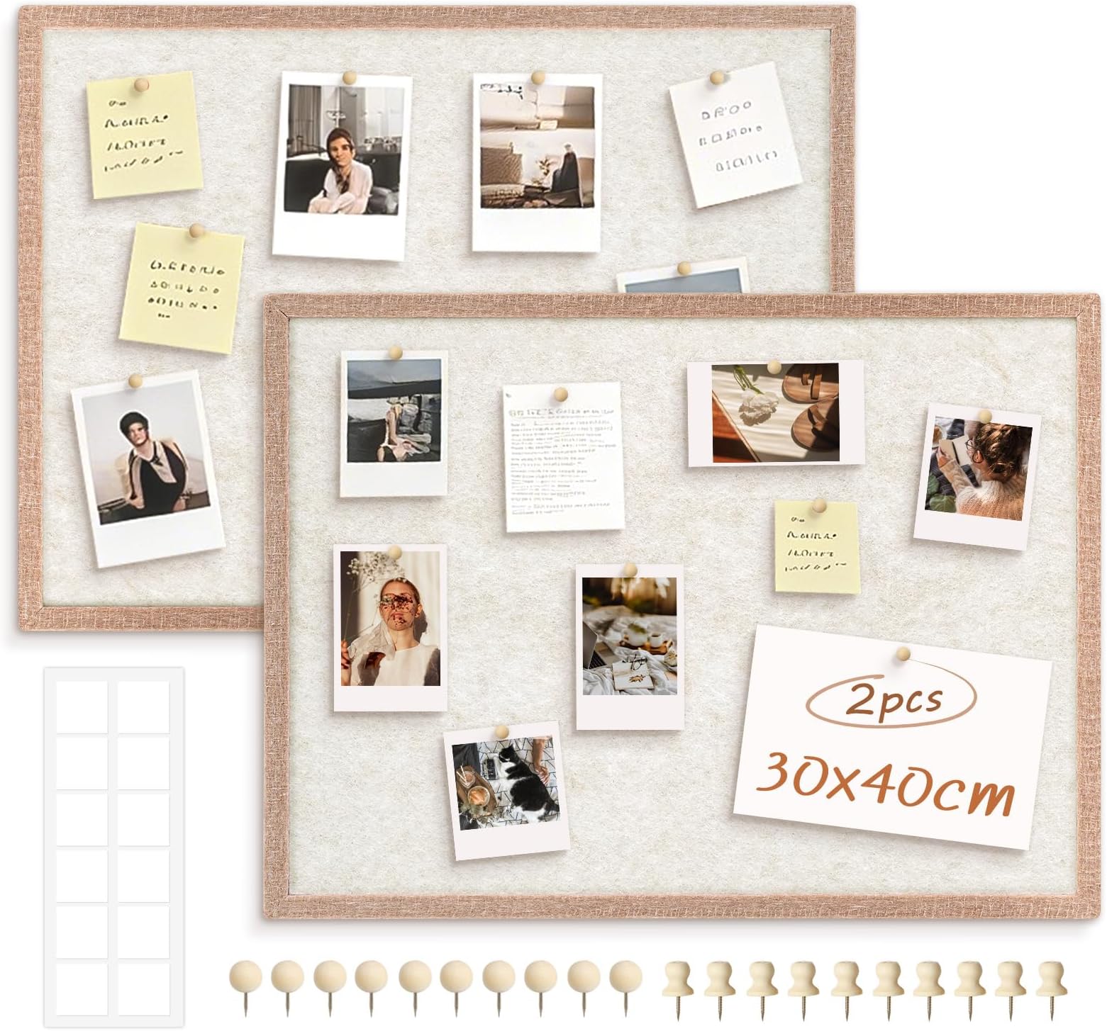 DOLLAR BOSS Small Pin Board 100% Felt Cork Boards for Walls 30 X 40 cm Vision Board Bulletin Board Decorative Display Board for Memos, Jewelry and Photos, with No-Trace Tapes & Pins, 2 Pack