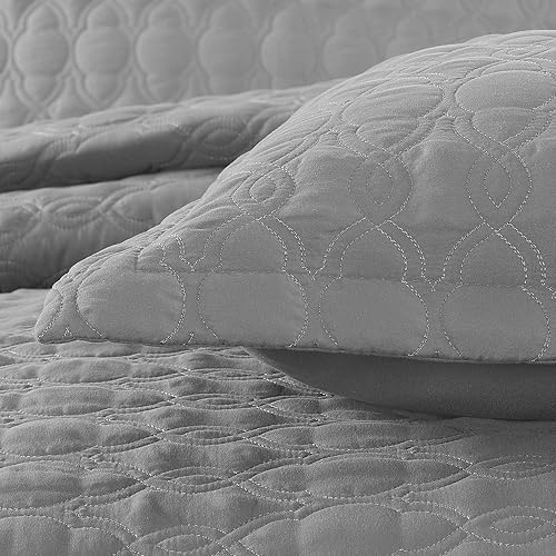 Miniatura 5 de BASIC CHOICE Juego de edredón de 3 piezas, colcha ligera con costuras suaves para todas las estaciones, incluye 1 edredón y 2 fundas de almohada,