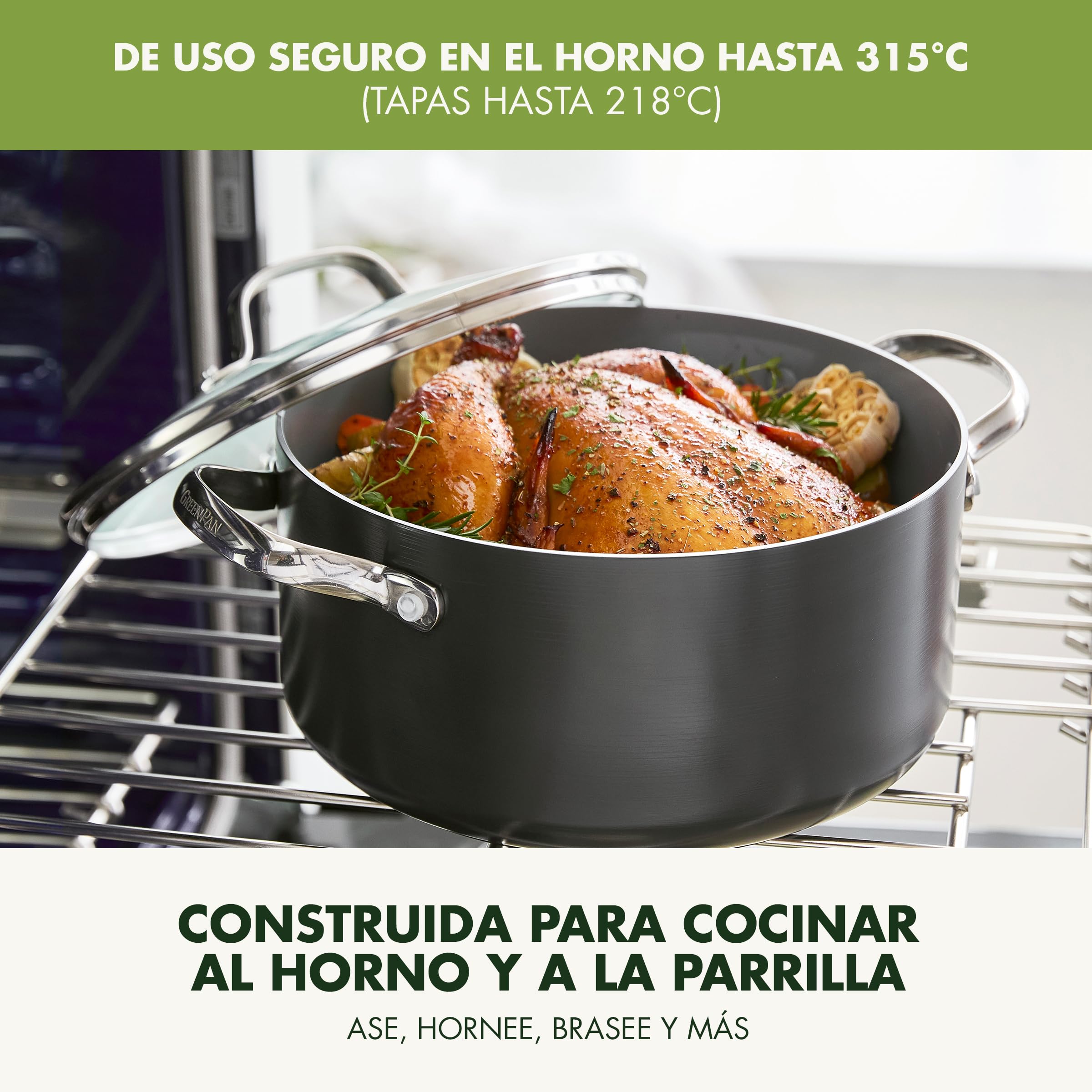 GreenPan Valencia Pro Juego de Sartenes de 20 cm y 26 cm de Cerámica Saludable Anodizada Dura Antiadherente, Sin PFAS, Inducción, Apto para Lavavajillas, Apto para Horno, Gris