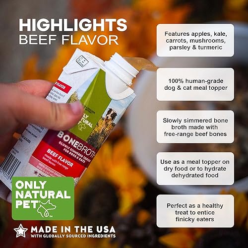 Miniatura 5 de Only Natural Pet Caldo de hueso sabor a carne de res para perros y gatos, 100% grado humano, a fuego lento, de rango libre para alimentos secos o