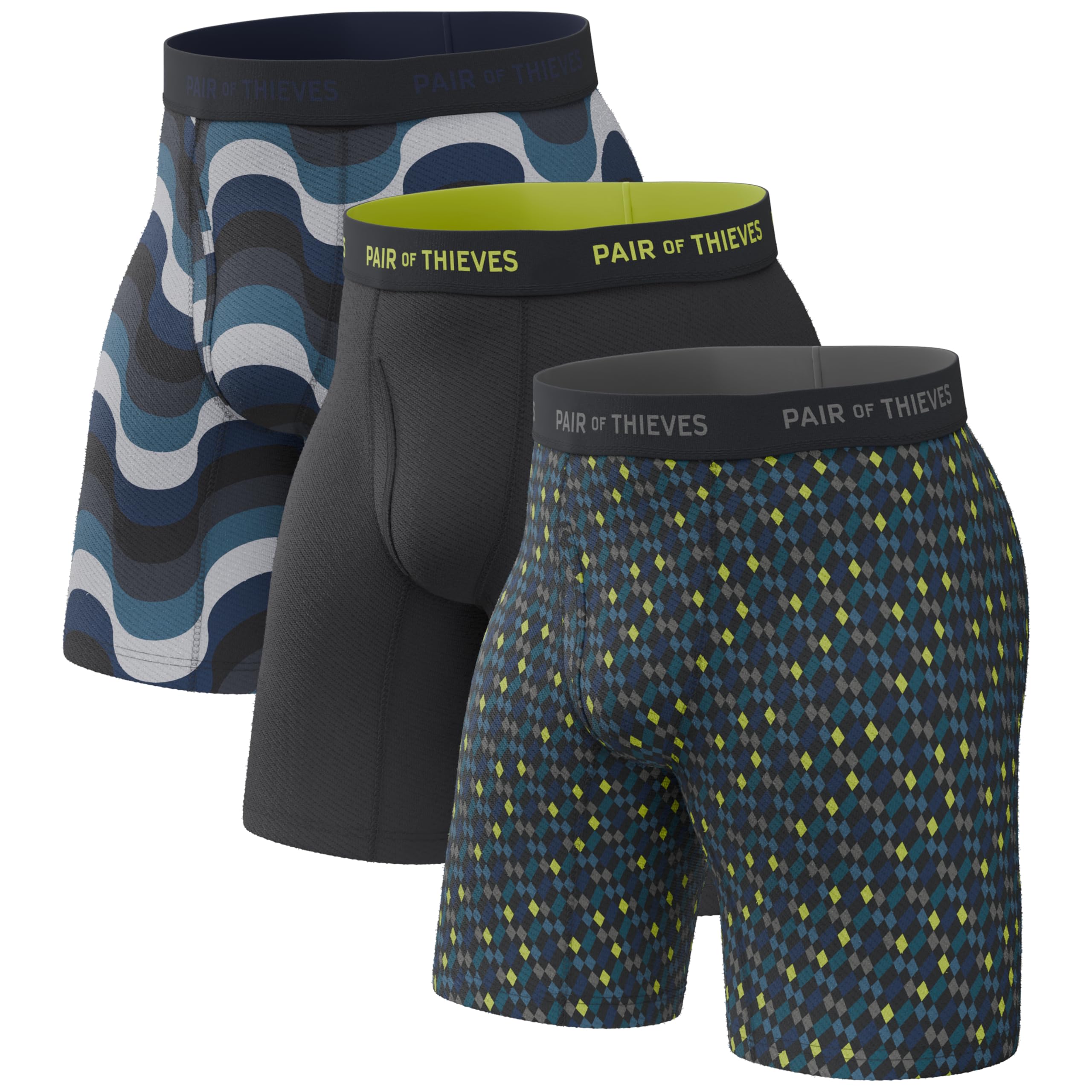 Pair of Thieves Super Fit Long Boxer Briefs for Men - Ultra Soft, Breathable, Quick-Dry Underwear 4-Way Stretch (2 & 3 Pack)