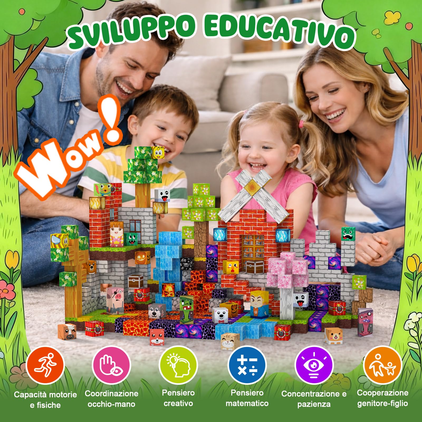 Costruzioni Magnetiche per Bambini 330 PCS 2CM, giochi cubi magnetici Montessori 3+. Blocchi Magnetic Building Blocks adatti da 3 a 12 anni, regali di compleanno perfetti per ragazzi