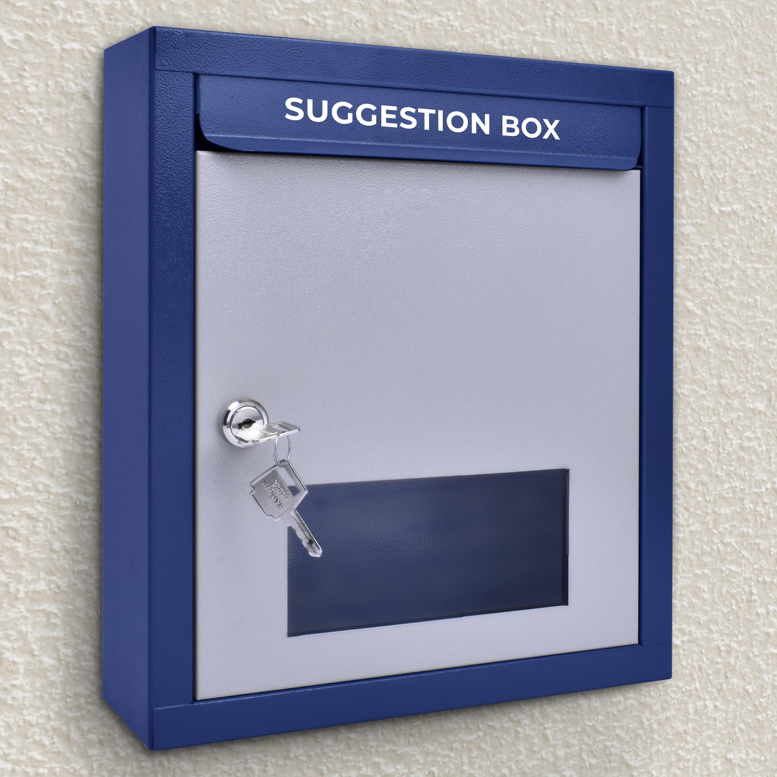 Planet All in One Multipurpose Wall Mount Letter Box/Suggestion Box for Office/Post Box for Home gate/Donation Box/Complaint Box/with Lock - (Blue & Ivory) (B0D37PSR69) Amazon Price History, Amazon Price Tracker