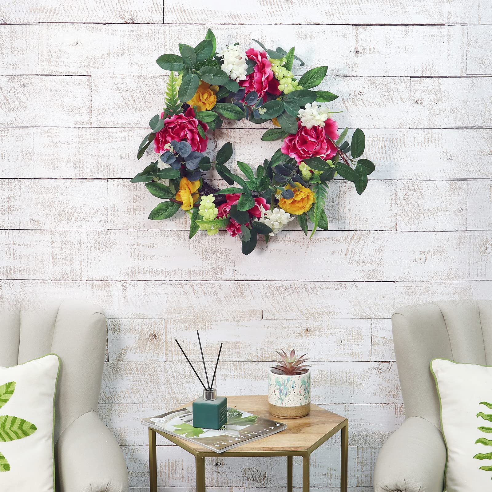 TEMPUS Corona De Primavera Y Verano Para Puerta Delantera, Corona Floral  Artificial De 22 Pulgadas Con, image size:1600x1600