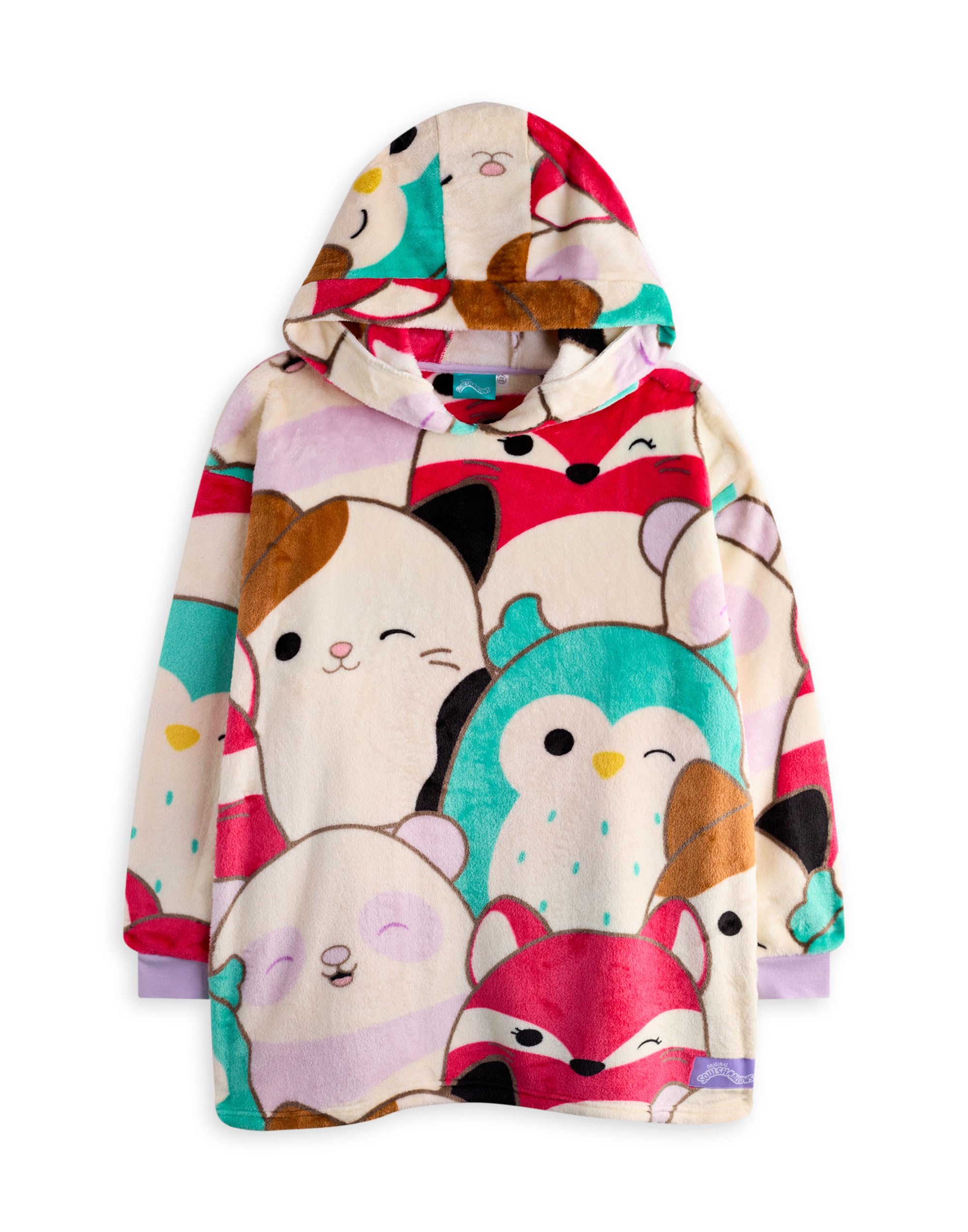 Squishmallows Girls Wearable Blanket Hoodie | Kids Multicoloured Hooded Pullover Character