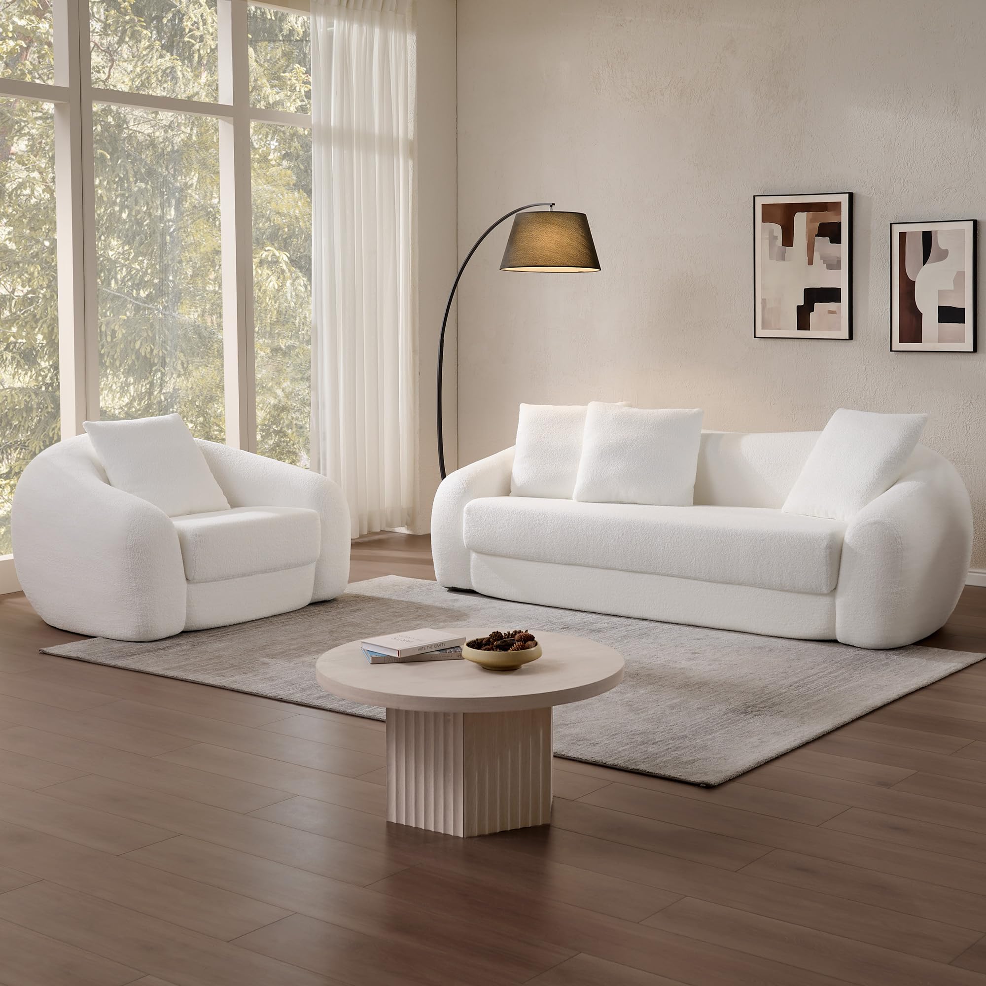 SICOTAS Curved Sofa Couch Bed for Living Room Convertible Futon Cloud Boneless Sleeper Chair Pull Out Floor Couch