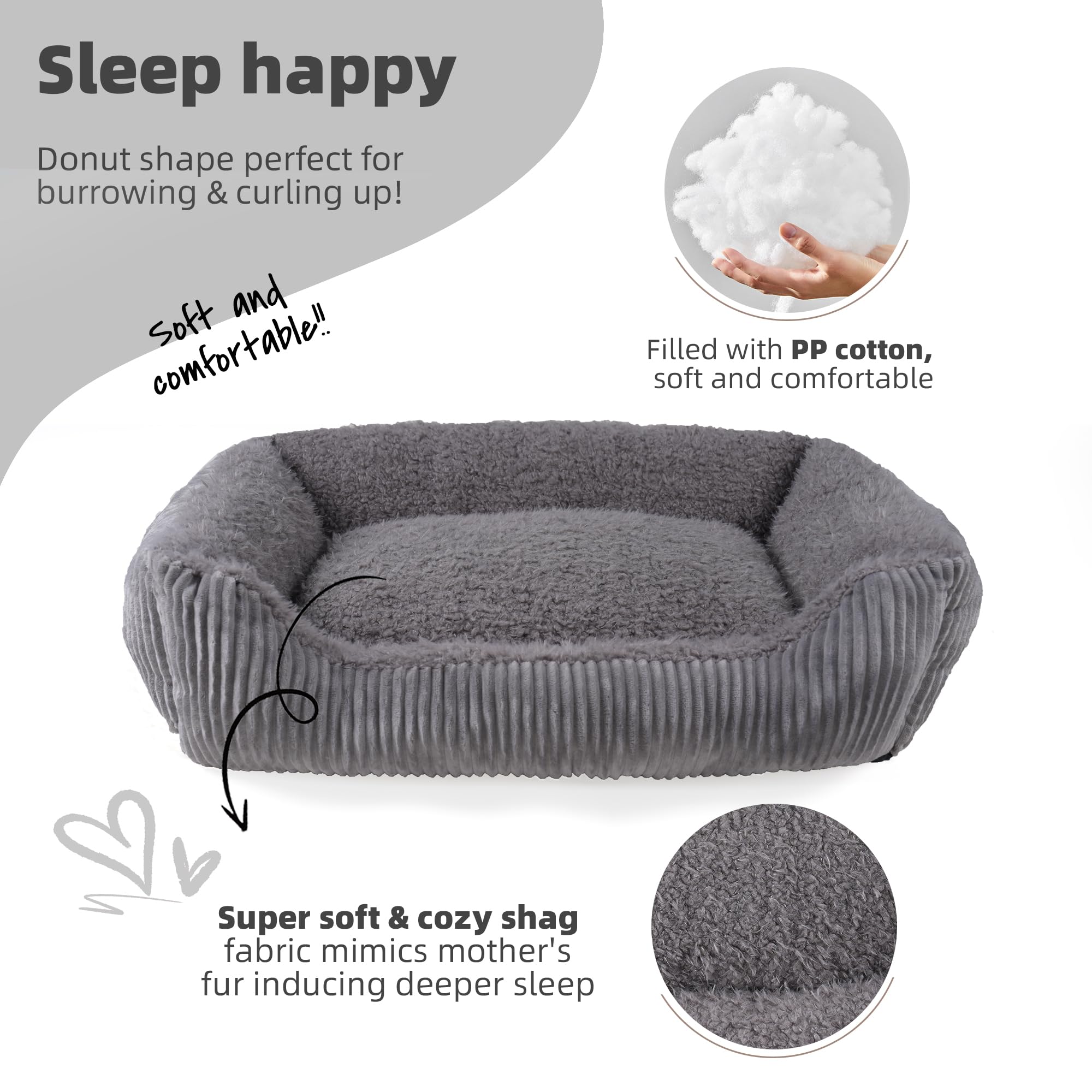 TWDEPART Sofá cama para perro, cama para cachorros, perros y gatos (gris, pequeño) (gris claro, L)