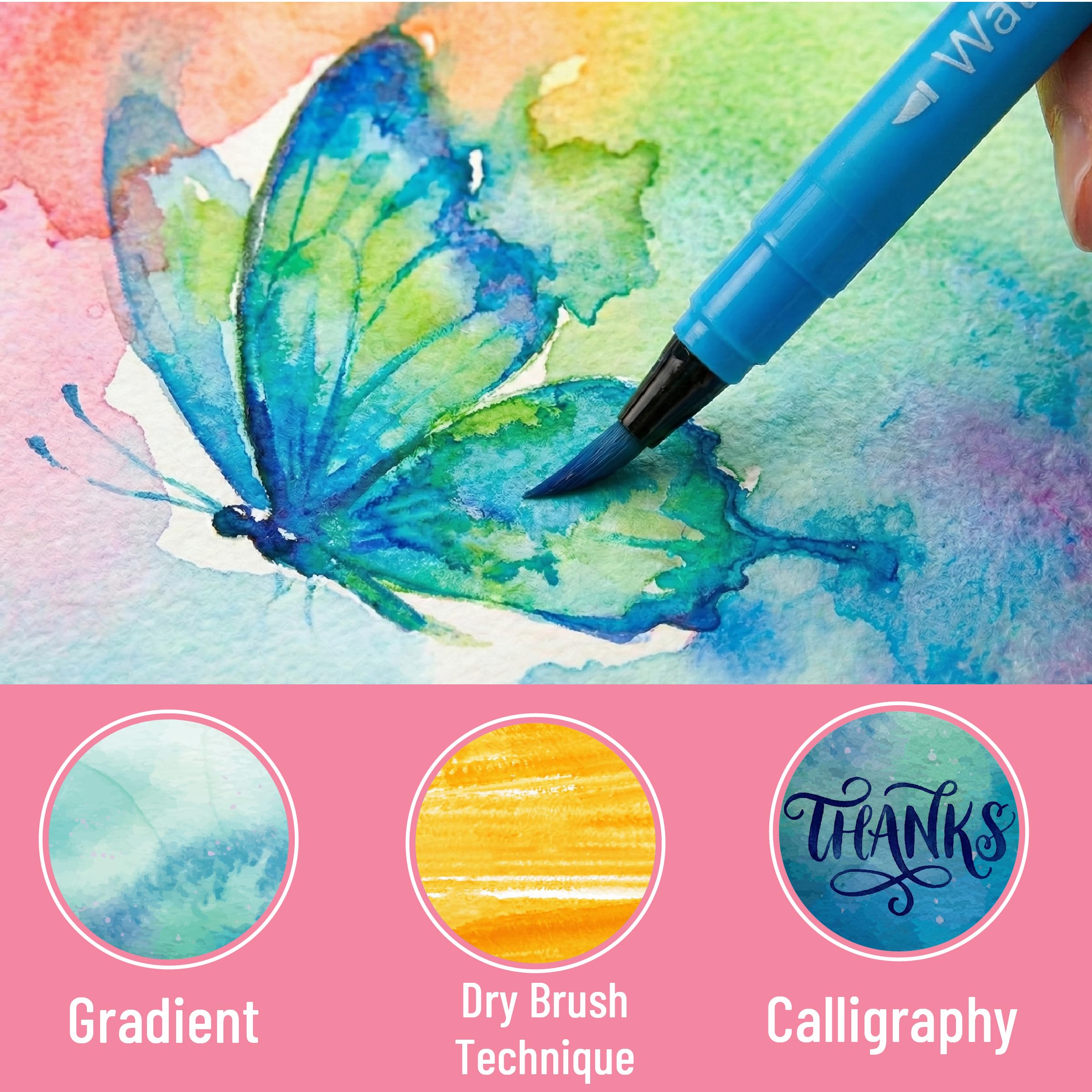 Mr. Pen Watercolor Brush Pens - 36 Colors -4 Mr. Pen Watercolor Brush Pens - 36 Colors -4