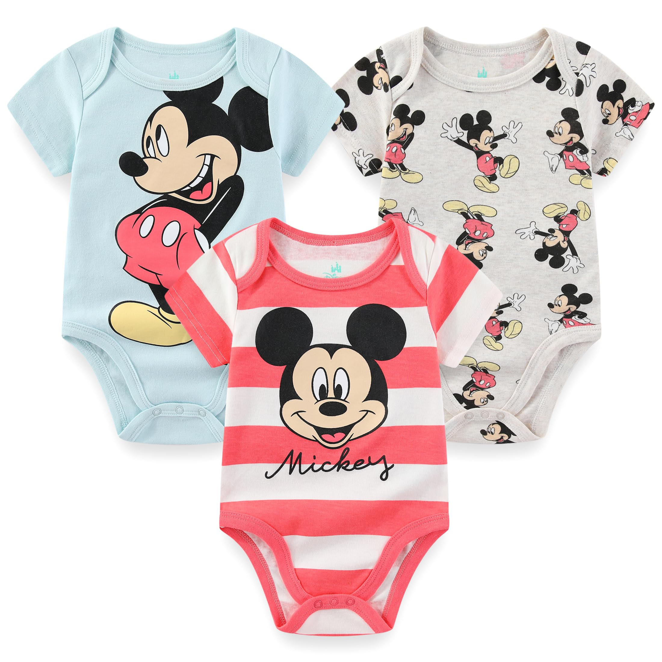 Disney Mickey Mouse Baby Jungen 3er-Pack Bodys