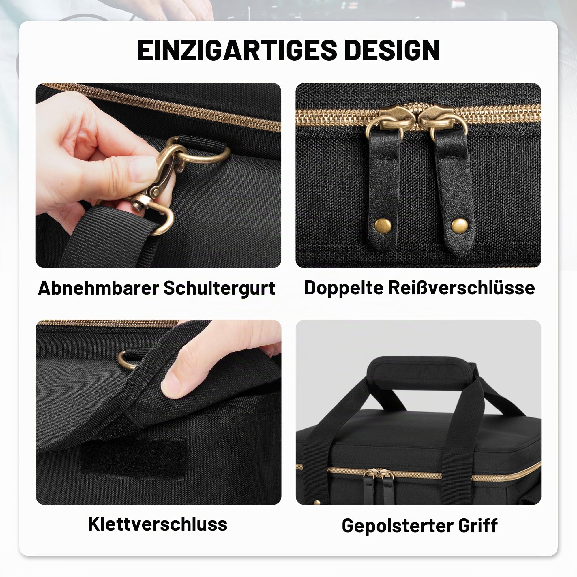 Damero DJ Tasche, Kabeltasche für DJ Auftritte mit Verstellbaren Unterteilungen, DJ Mixer Tasche, Kabel Organizer für DJ Gear, Musik Equipment und Zubehör