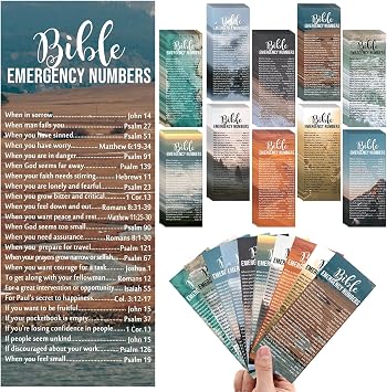 Motiskyy 100 Pcs Fathers Day Emergency Numbers Bookmarks Gifts Christian Bookmarks Bulk Bible Verse Cards Inspirational Scripture Cards Bulk for Church Members Sunday School Gifts English