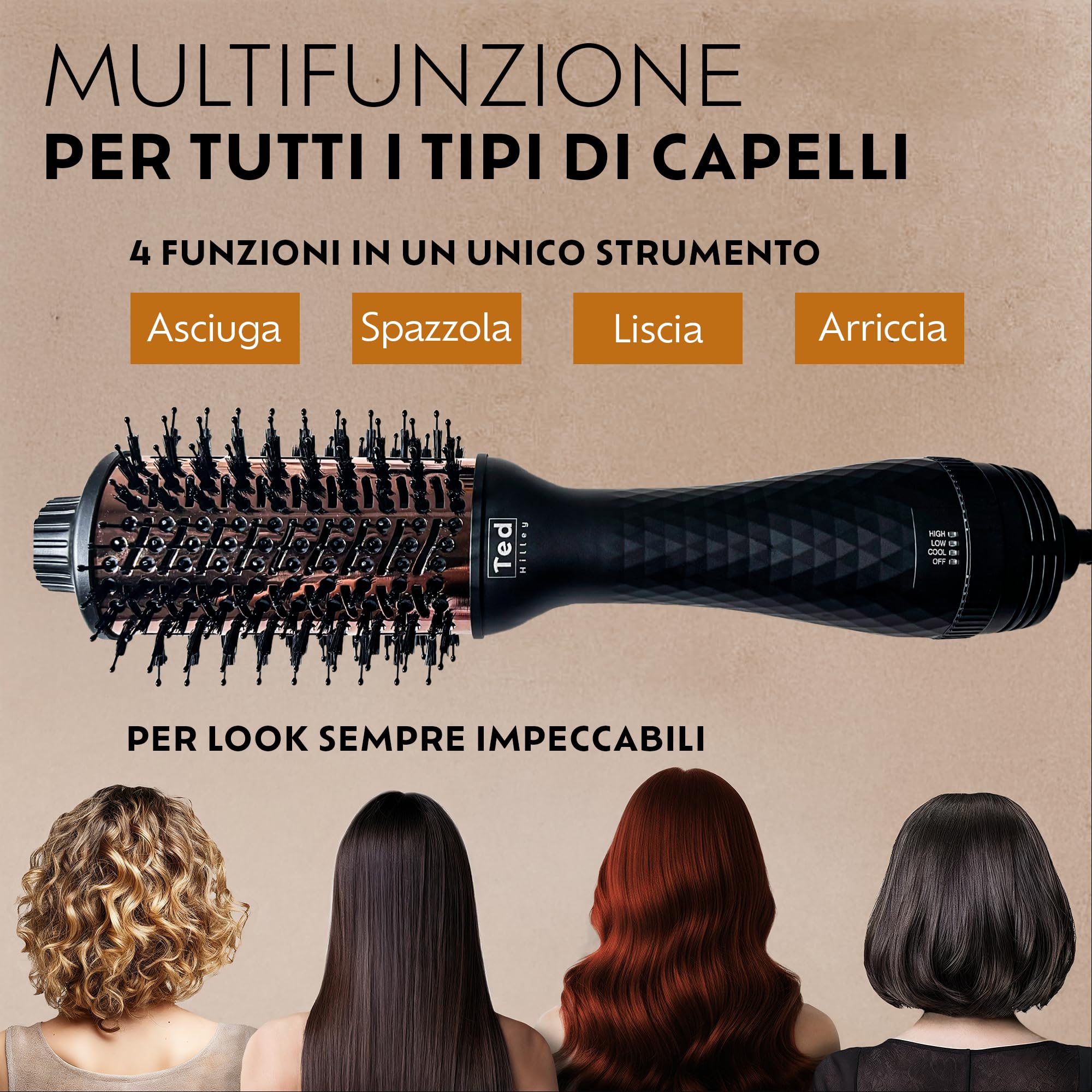 DuoStyle® Spazzola Elettrica per Capelli ad Aria Calda – Spazzola Asciugacapelli Lisciante – Spazzola Phon | Per Asciugare, Lisciare, Modellare e Dare Volume | Per tutti i tipi di capelli