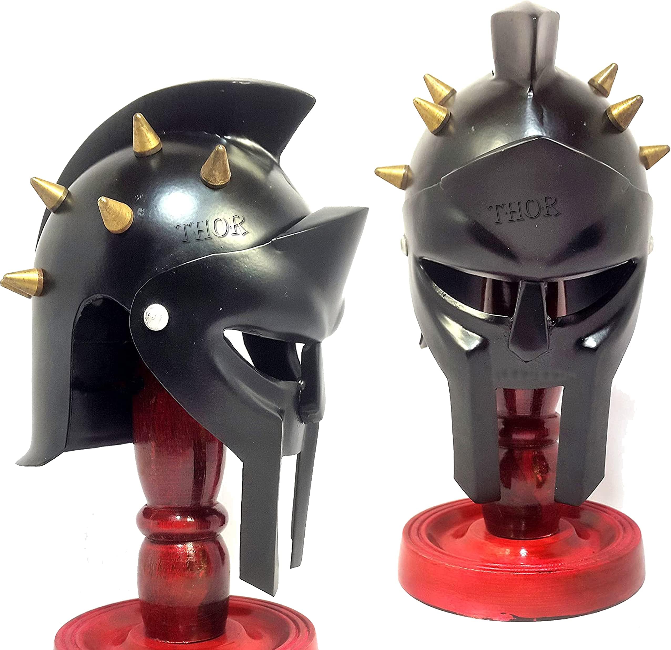 Medieval Black Mini Gladiator Maximus Viking Helmet with Stand