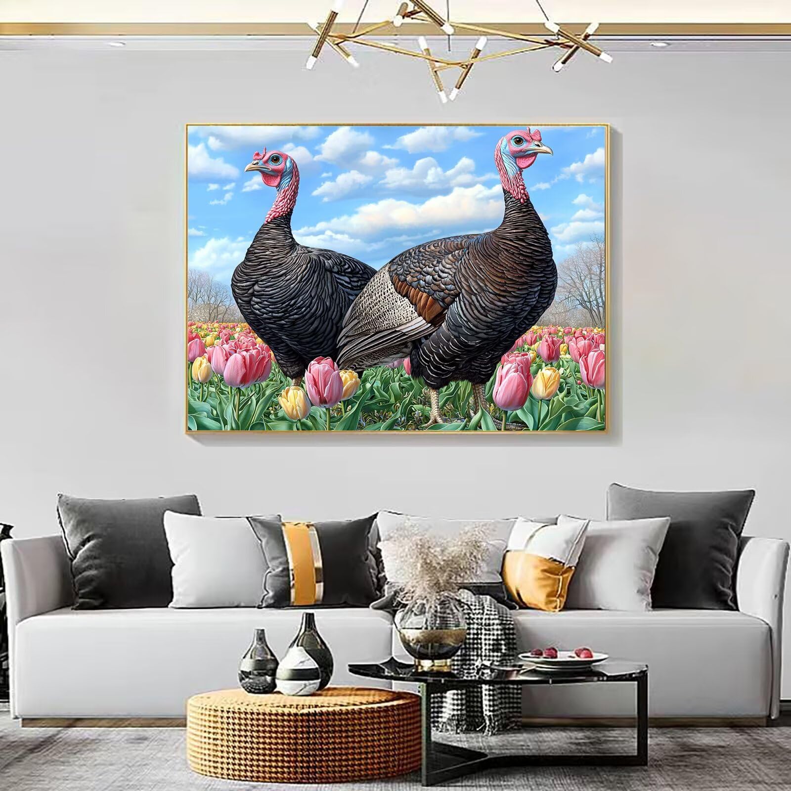 Dipingere con i Numeri Adulti fiore tacchino, Quadri da Dipingere Numerati Fai Da Te per Principianti e Adultis, Olio La Pittura di Numeri Kit, Hobby Creativi Adulti, Decorazioni Casa 90x120cm Q3S-248