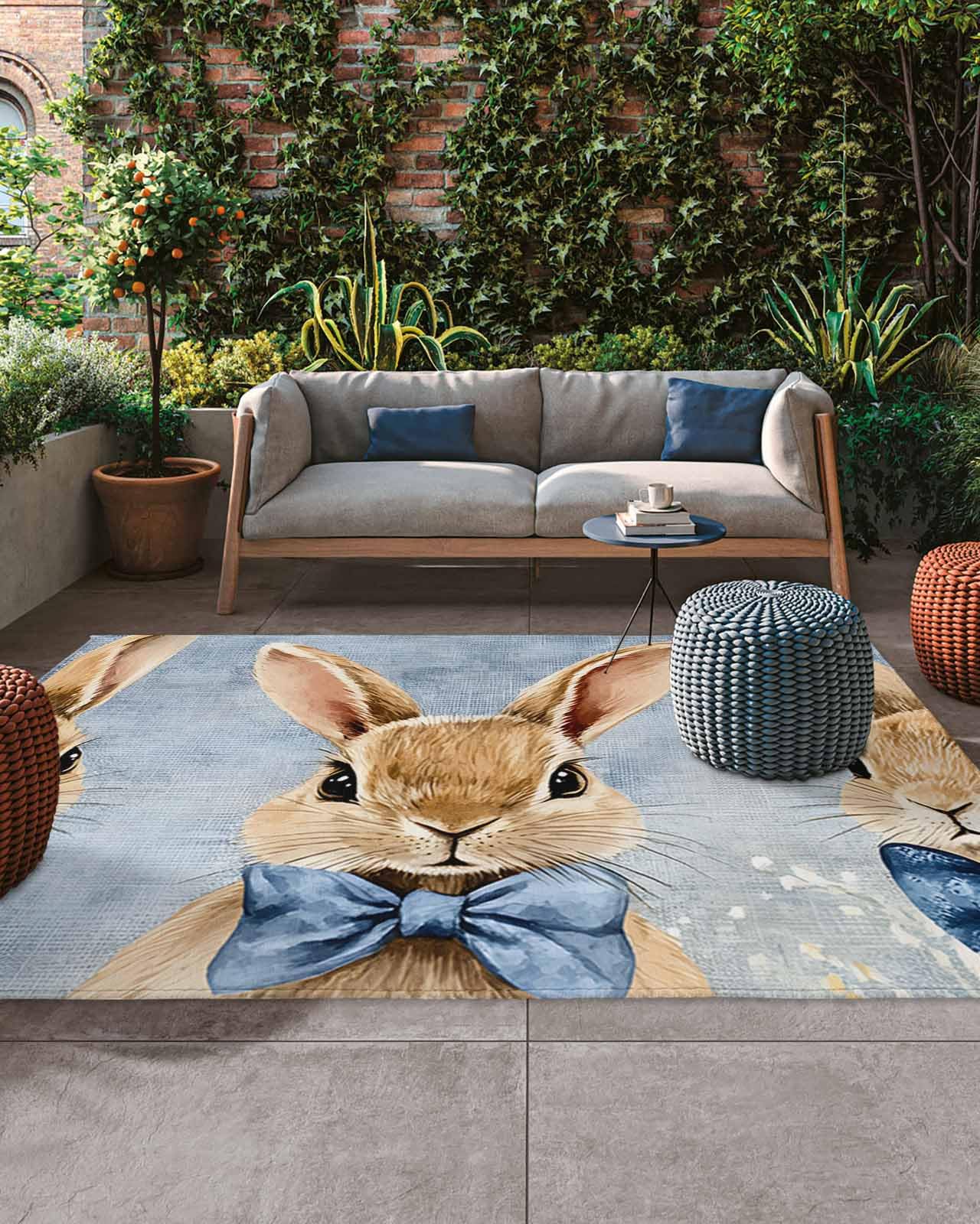 Amazon.com: ERUNPONLY Brown Easter Bunny Outdoor Rug 6x9 Ft for
