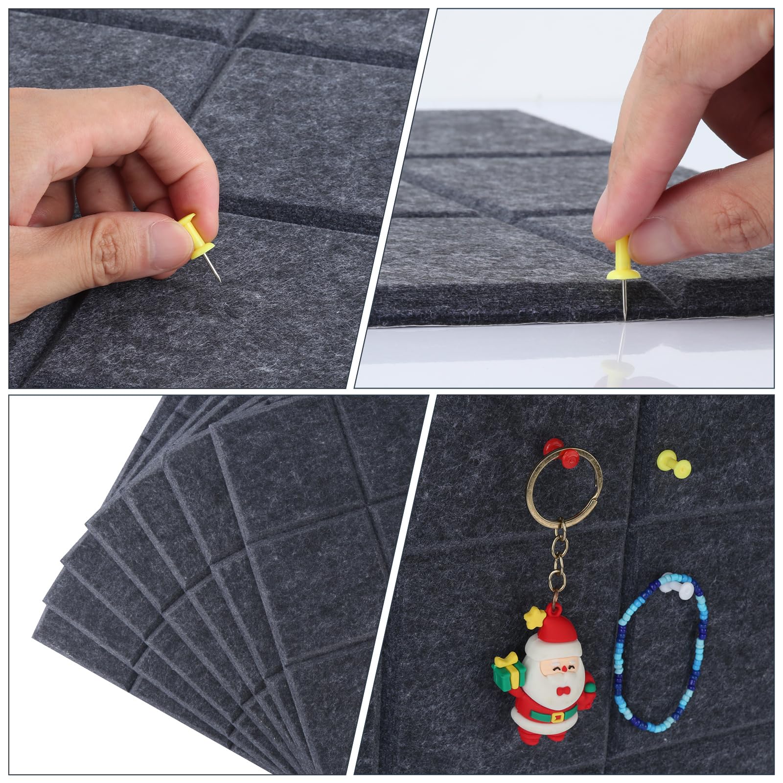 Lavagne In Feltro Autoadesive - 7 Pezzi 30x30cm Con Puntine Per Decorare - Foto 8