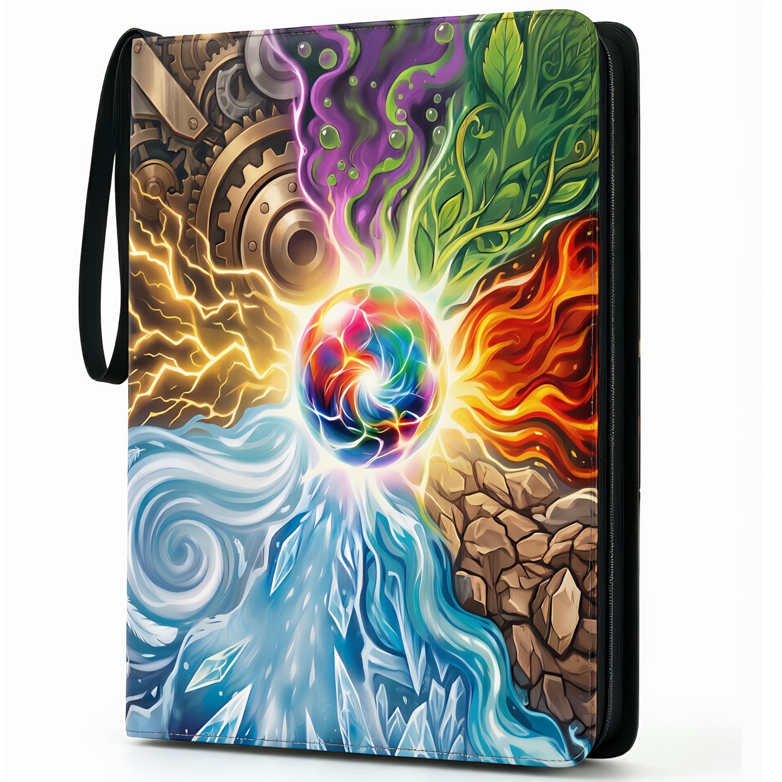 Carpeta de tarjetas con 9 bolsillos, capacidad de 540 unidades, con cremallera, 30 fundas extraíbles de doble cara, álbum de colección de tarjetas de poliuretano para tarjetas MTG, Sports y TCG