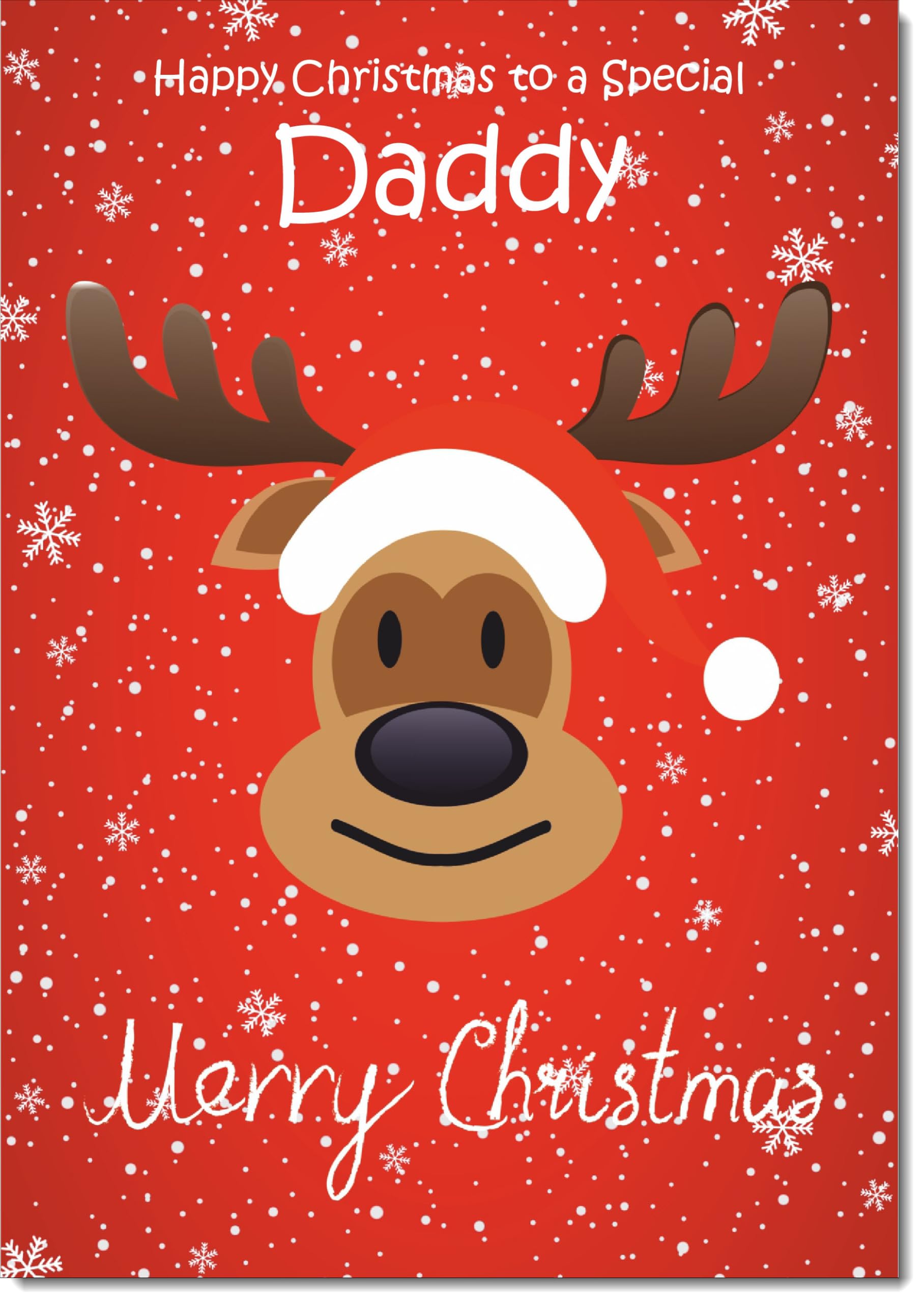 doodlecards Daddy Christmas Card Rudolph on Red Background Large A4 Size Christmas Card for Daddy with Plain Envelope — image 1