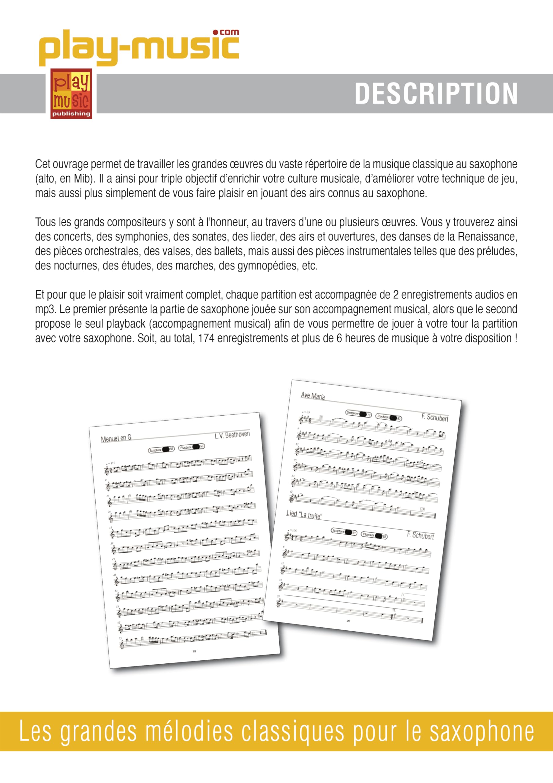 Les grandes mélodies classiques pour le saxophone (1 Livre + 1 CD)