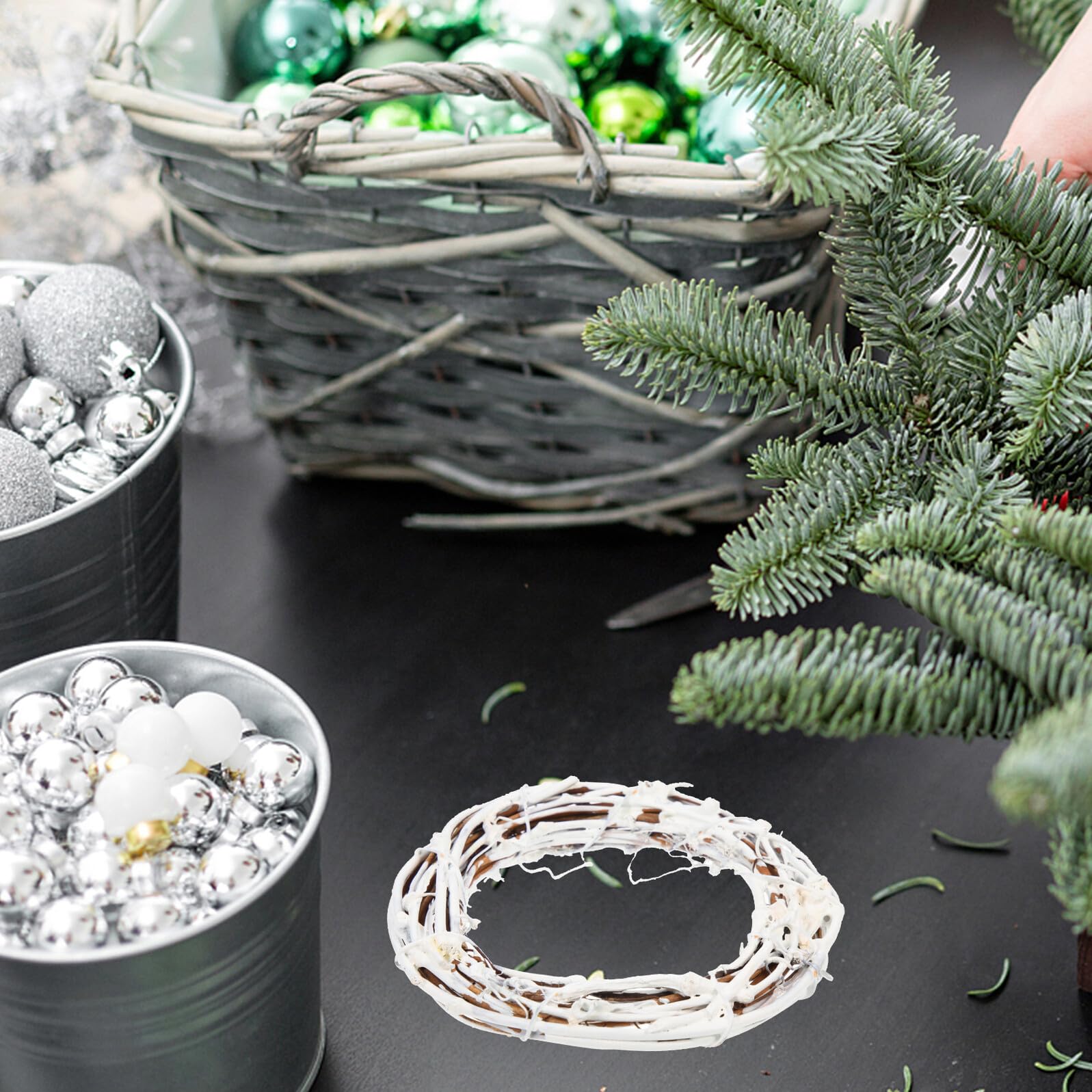 GARVALON 5 Zestawów Sztuk Naturalnych Rattanowych Do Wianków Diy Dekoracyjne Okręgi Do Tworzenia Kwiatowych Wianuszków Boże Narodzenie Bez Zapachu I Imprezowych 5 Szt.*5