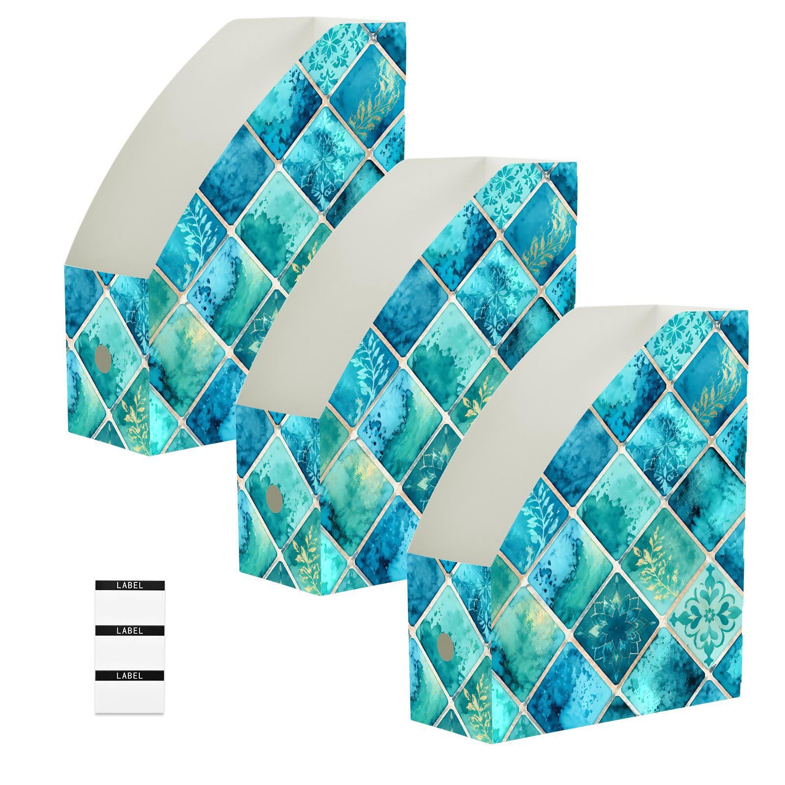 Akwarelowa kratka turkusowa teczka na dokumenty