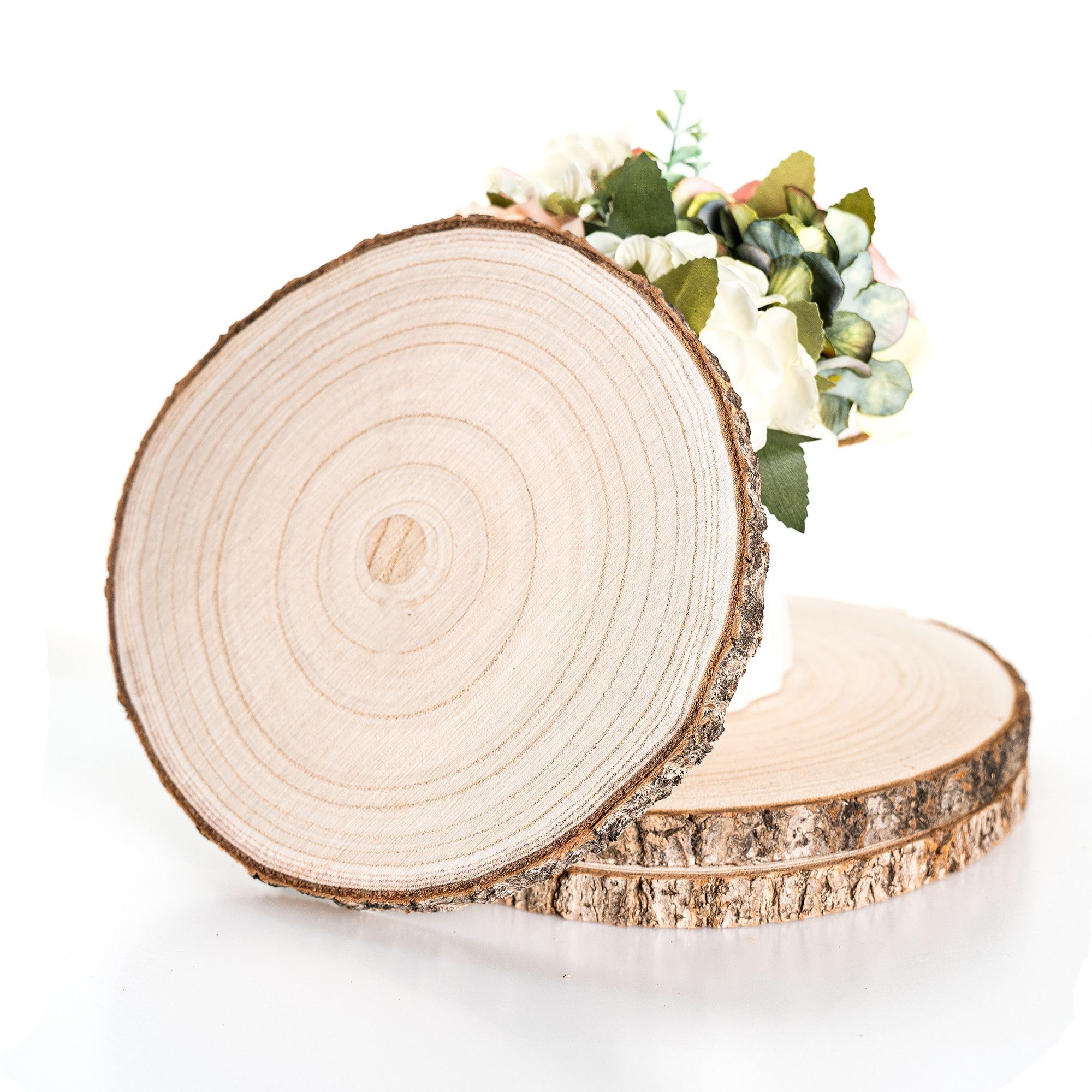 Boomschijf van echt hout met schors, ronde houten decoratie