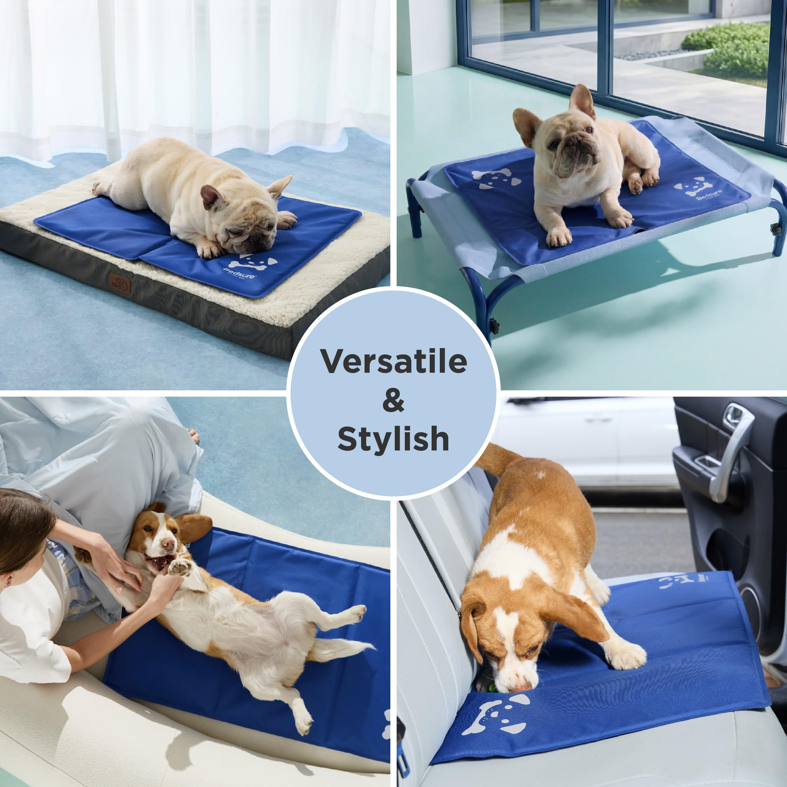 BEDSURE Extra Large Dog Cooling Mat 120x75cm Self-Cooling Gel Mat Oxford 300D Anti-Scratch Folding