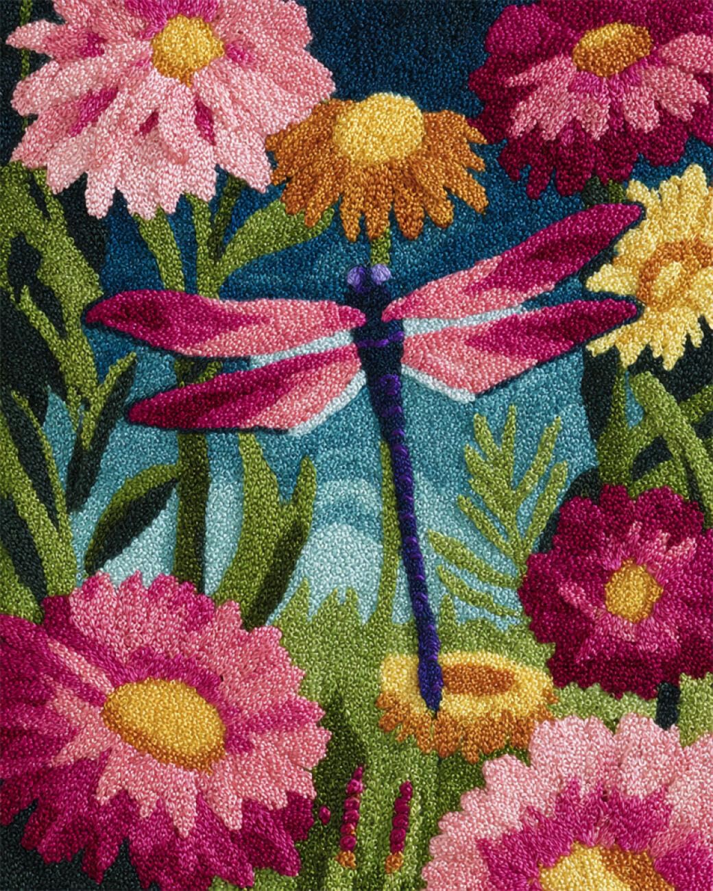 AxiangziK DIY Cross Stitch Kit Dragonflies and Flowers 11CT 40x50cm