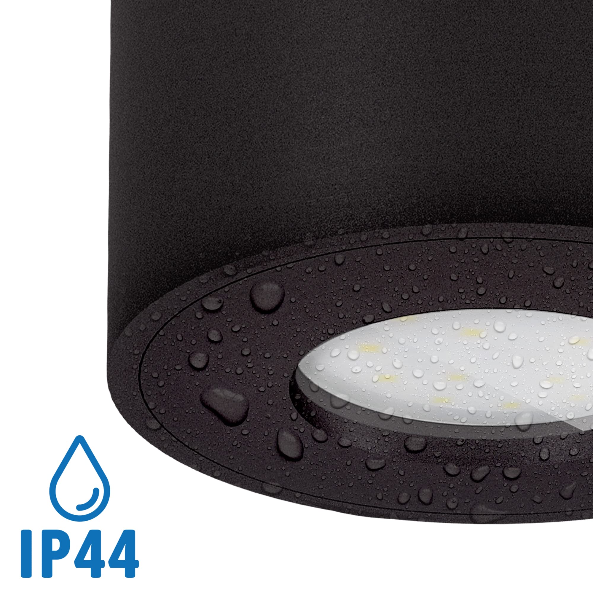 SSC-LUXon 4 Stück CELI-1 Spot Deckenleuchten IP44 Dimmbar ohne Dimmer schwarz mit LED neutralweiß 4W 230V (breiter Abstrahlwinkel)
