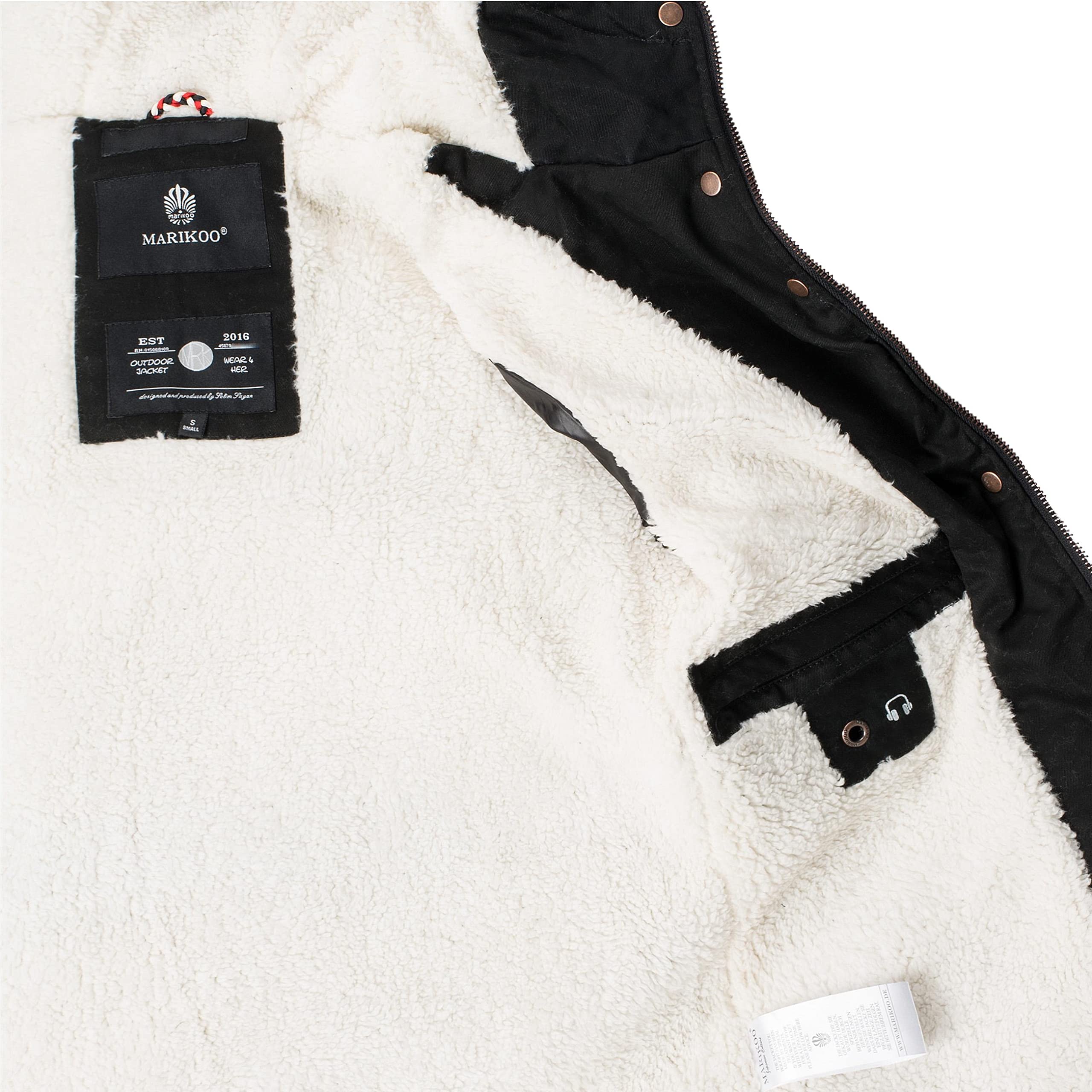 MARIKOO Damen warme Winterjacke mit kuscheliger verstellbarer Kapuze Manolya XS-5XL