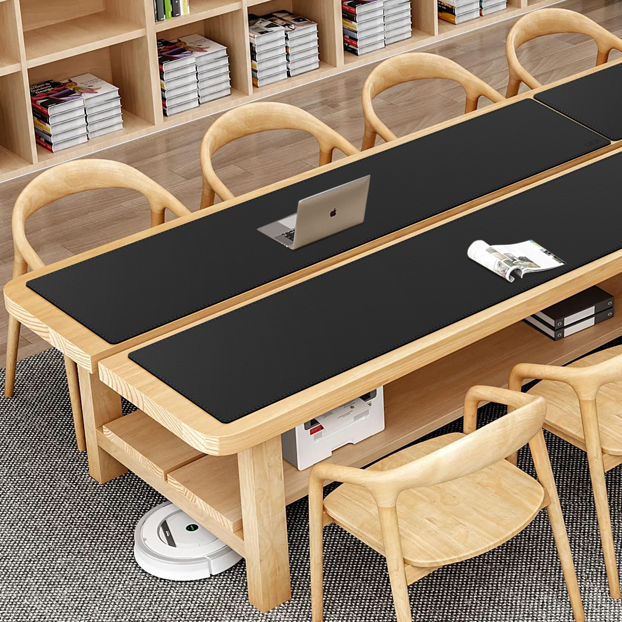 Cacoy 200x40 cm Pad per Scrivania Multifunzionale in Pelle PU, Tappetino per Mouse da Gaming Grande, Impermeabile Sottomano Scrivania per Ufficio e Casa (Nero)