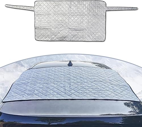 1 funda para parabrisas de automóvil, protector de hielo impermeable, cubierta de aluminio resistente al viento, cubierta de nieve helada, cubierta