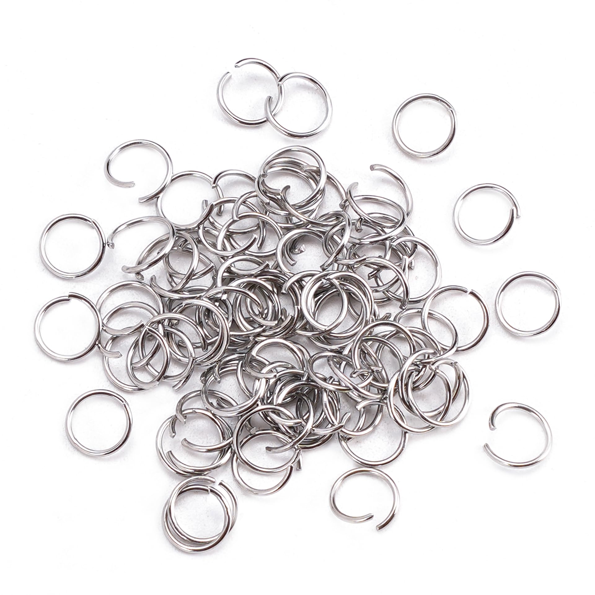 2000Pcs 8mm Stainless Steel Open Jump Rings 0.8mm Thick Metal O Rings Single Loop Connectors for Jewelry Necklaces Bracelet Earrings Keychains Chainmail DIY Making — image 1