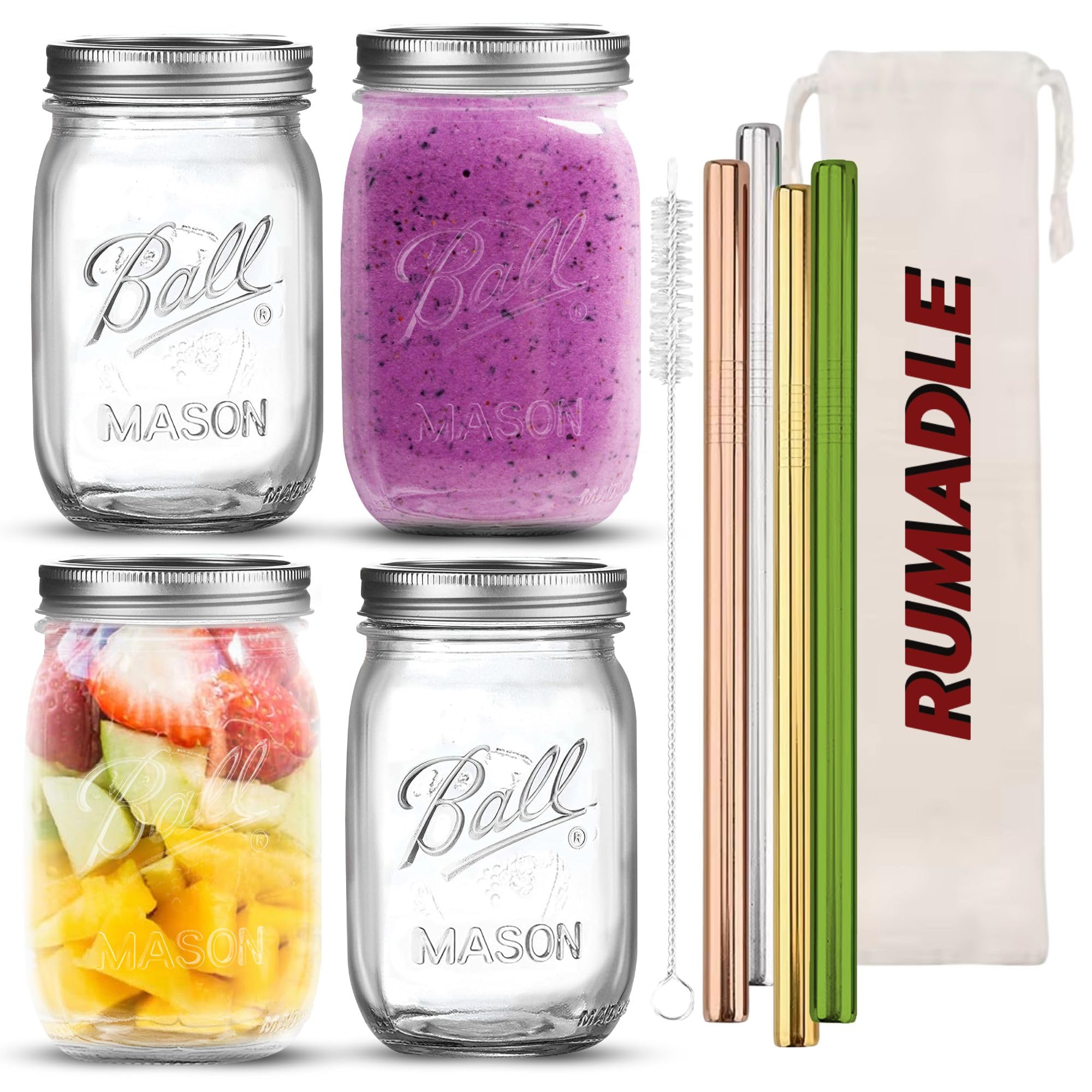 Forged Factory Einmachgläser Set - 2x 900ml Mit Trinkhalmen & Deckeln