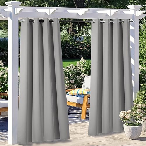 NICETOWN 2 paneles de cortinas para exteriores para patio, impermeables, 52 pulgadas de ancho x 108 pulgadas de largo, con aislamiento térmico,