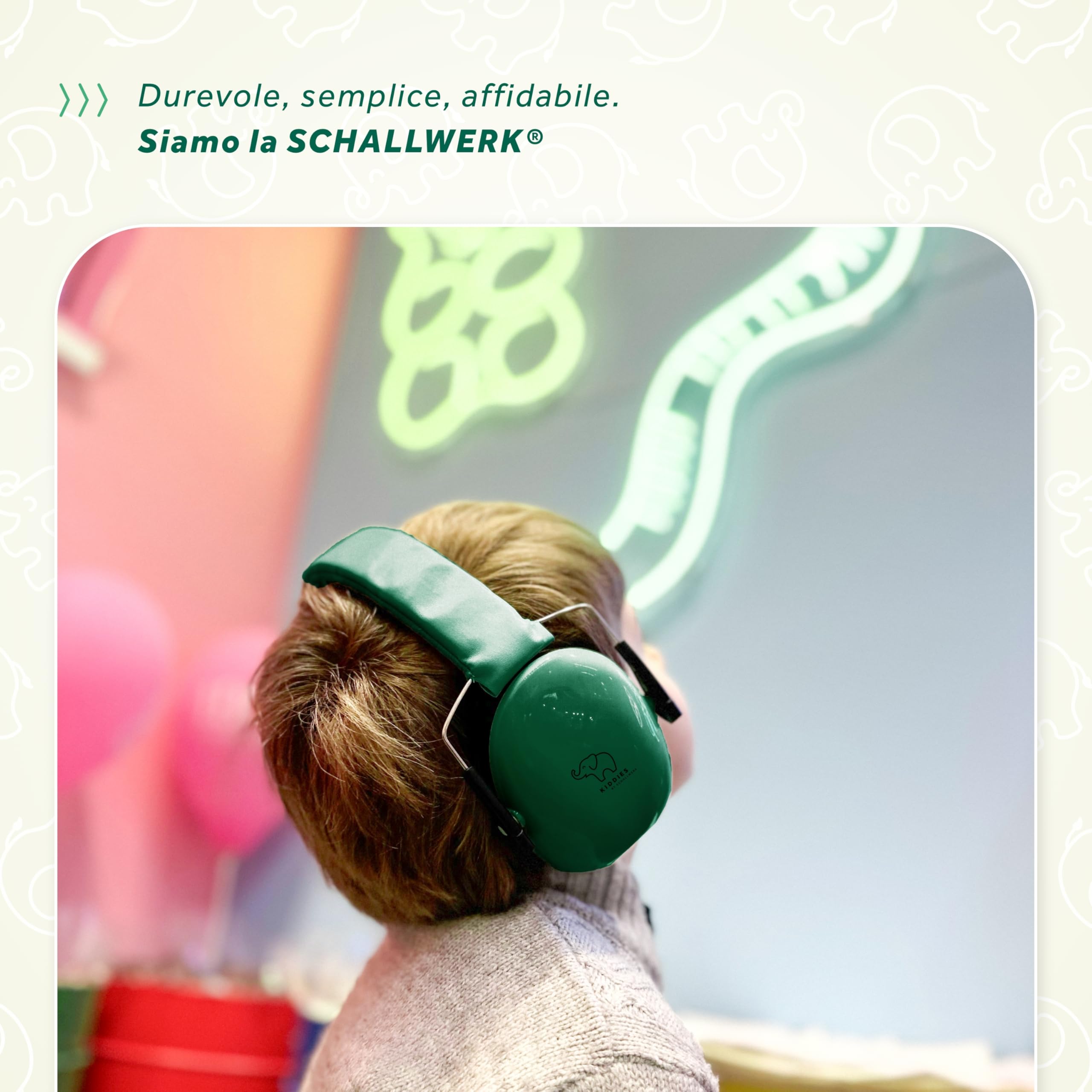 Schallwerk ® Paraorecchie per bambini (Jungle Green) | Protezione dell'udito per bambini – Cuffie di alta qualità – Paraorecchie ideali per tutti i giorni ed eventi