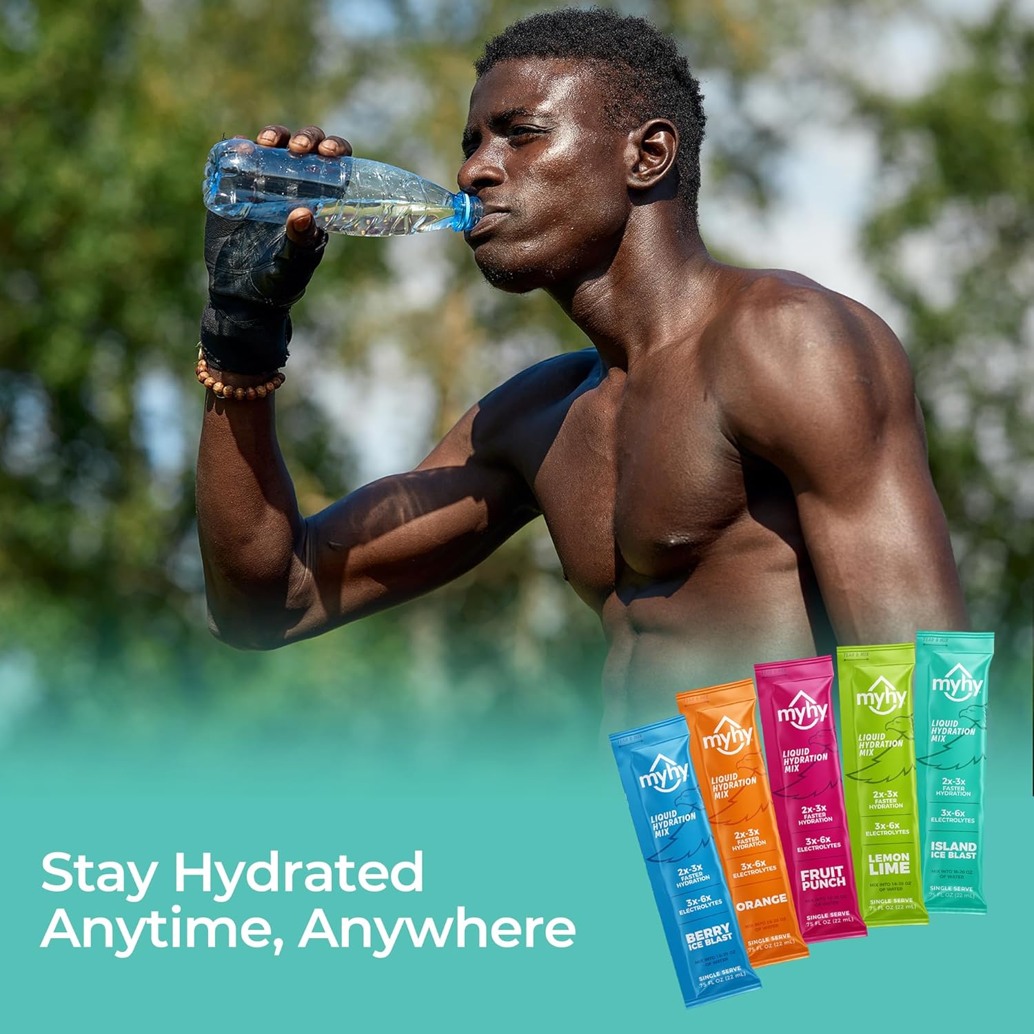 MyHy Liquid Hydration Packets - Electrolytes Hydration Packets for Pregnant Women, Electrolytes Daily Liquid Mix for Adults & Kids, Travel, Fitness, Bachelor & Bachelorette Party, Island Ice 50 Count