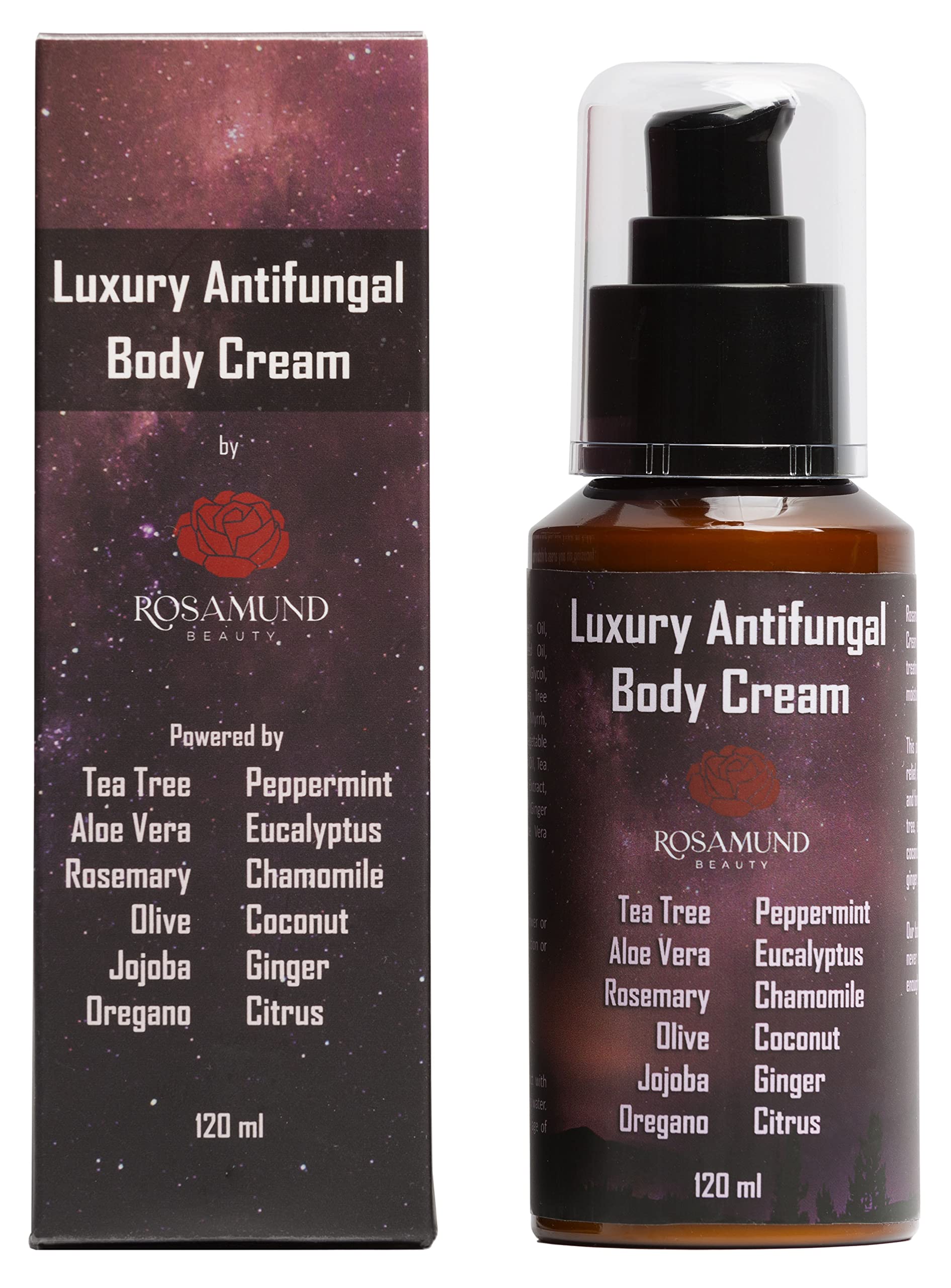 Luxury Antifungal Body Cream | Tea Tree | Antibacterial | Relieve Eczema, Athlete’s Foot, Ringworm, Toenail Fungus, Jock Itch, Warts and Verrucas | Natural Ingredients | Deluxe Size | 120ml