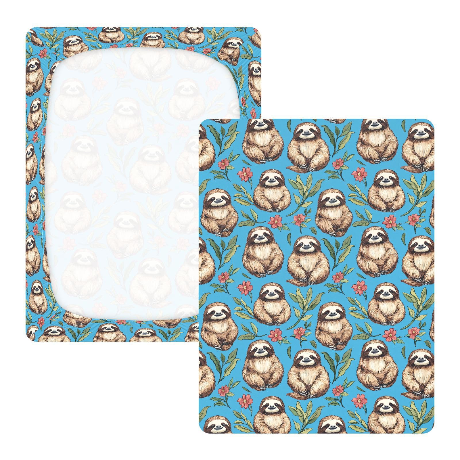 Sábanas de algodón para cuna de bebé para niños y niñas, diseño de perezoso dulce de dibujos animados, sábanas suaves para decoración de guardería, 1 paquete de algodón para cuna