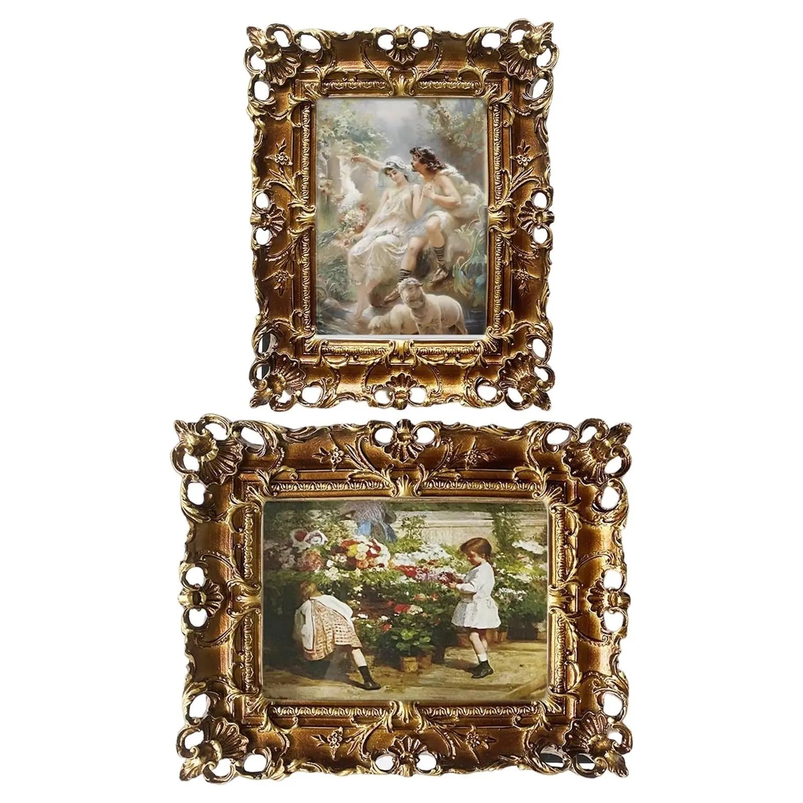 DAJGRHE Photo Frame Retro Style Photo Frame Polyresin Rectangle Picture(24cmx19cm)