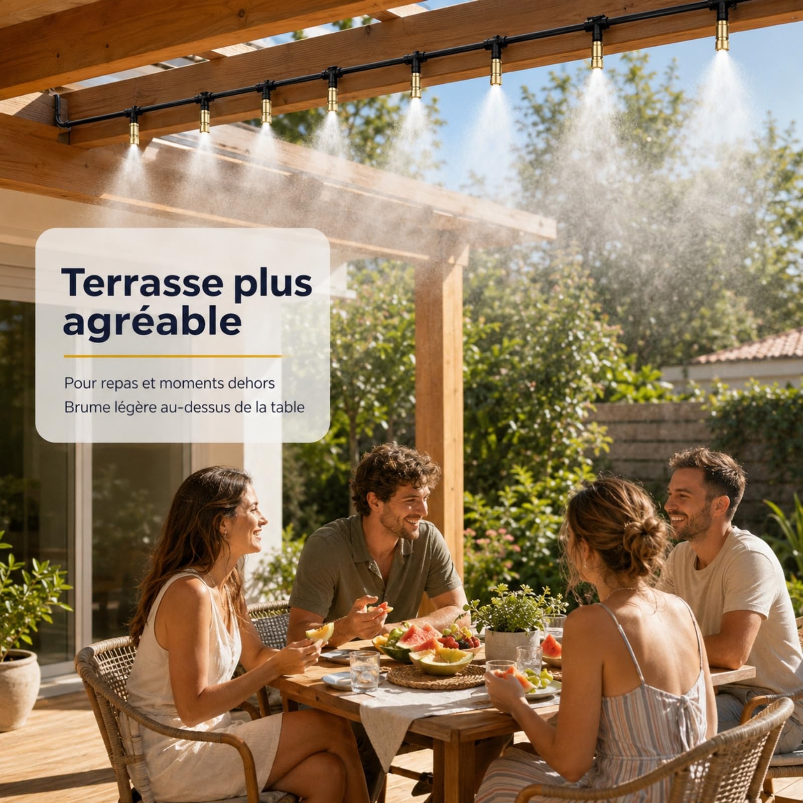 Brumisateur Terrasse et Brumisateur Exterieur Terrasse pour Jardin，25m | Brumisateur Eau Exterieur, Kit Brumisateur Terrasse et Brumisateur Extérieur pour Jardin Terrasse et Plantes en Pot