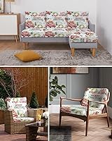 Vista 13 de Christmas Tree Couch Cushion Covers, Stretch Sofa Cover with Elastic Bottom, Merry Christmas Xmas Tree Snowflake Rustic Sofa Slipcovers Protector