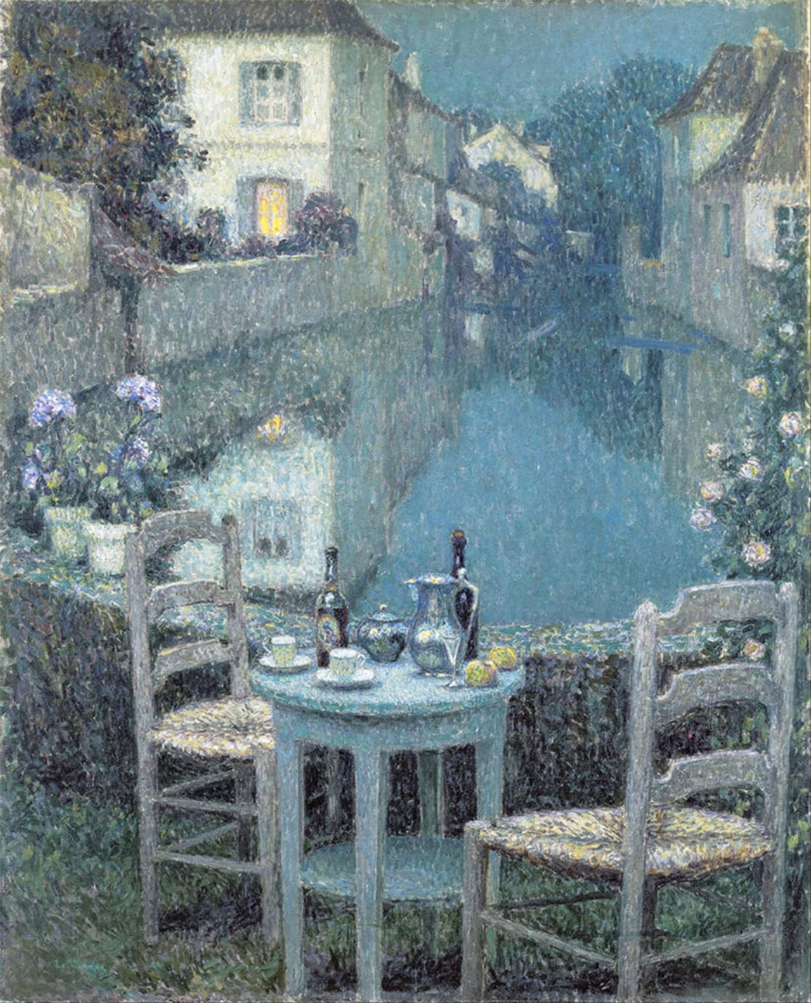 SERENDIPITP Vintage Picture Print on Canvas Wall Art Poster Small Table in Evening Dusk by Henri Eugene Augustin Le Sidaner Artwork Print Poster for Wall Decor 60x90cm