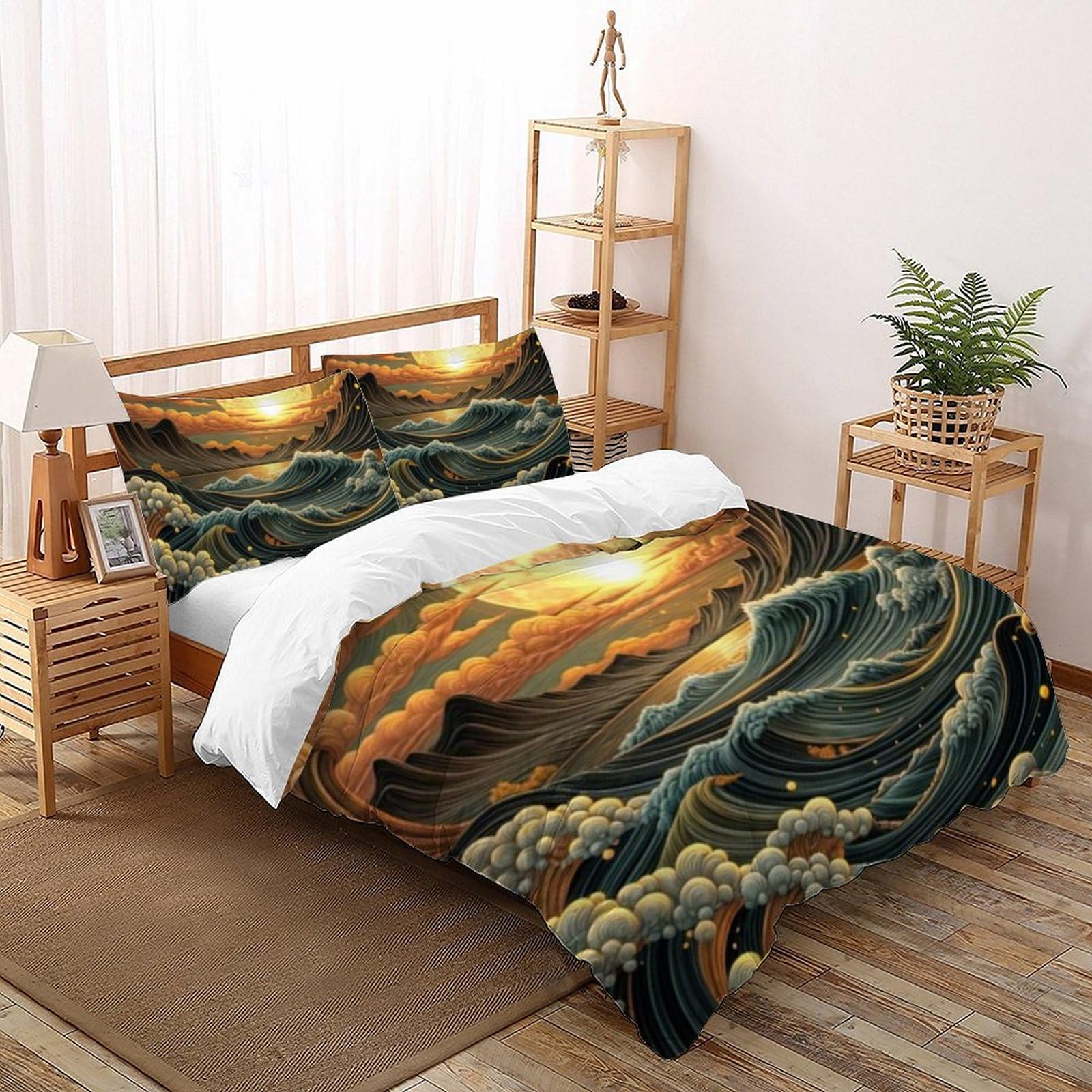 Housse de couette enfant 220x240cm imprimé 3D marin pour transformer la chambre en océan