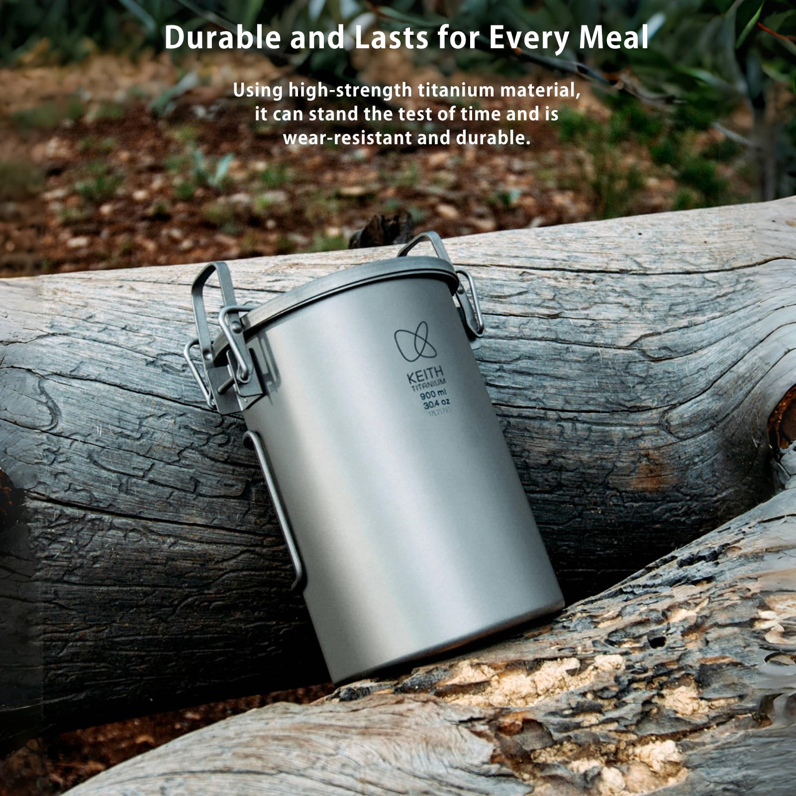 KEITH Casserole de camping en titane 900 ml multifonction avec poignée pliable