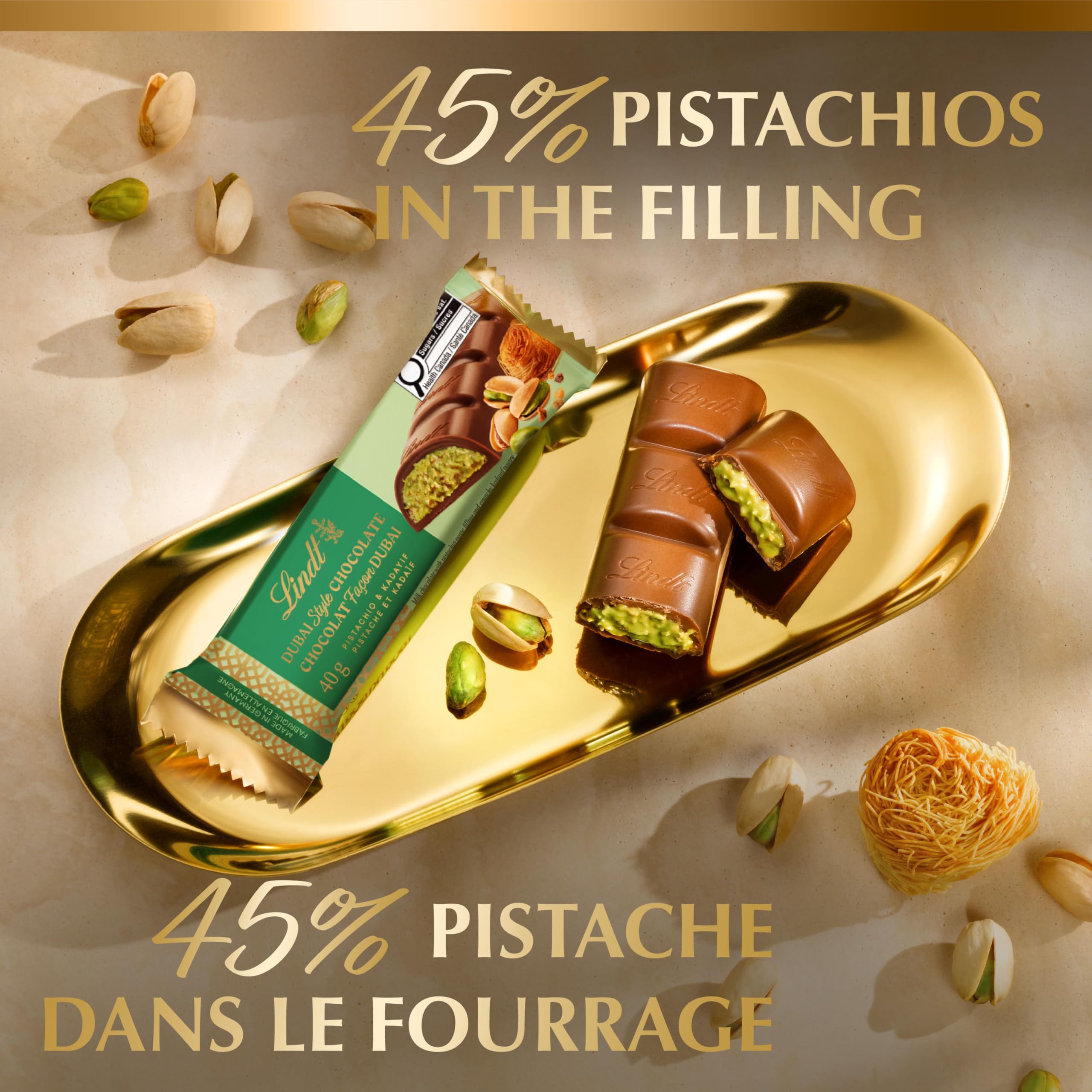 Lindt Dubai Style Chocolate Bar Case Pack, Pack of 28 bars, 40g
