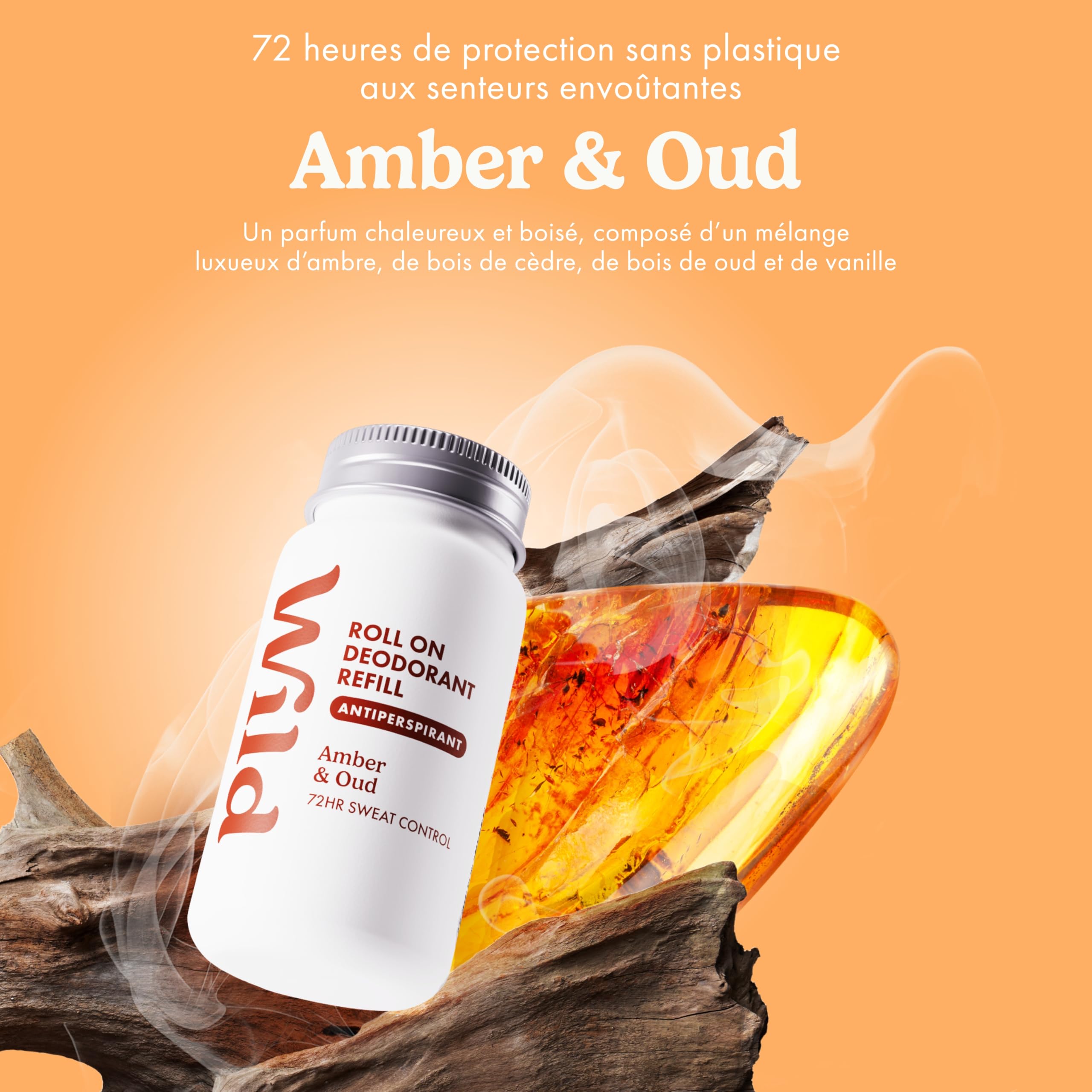 Wild Lot de Recharges de Déodorant Anti-Transpirant pour Homme - Protection 72 h - 90% d'Ingrédients Naturels et Vegan - Convient aux Peaux Sensibles - Amber & Oud, Thunderstorm, Cedar & Sandalwood