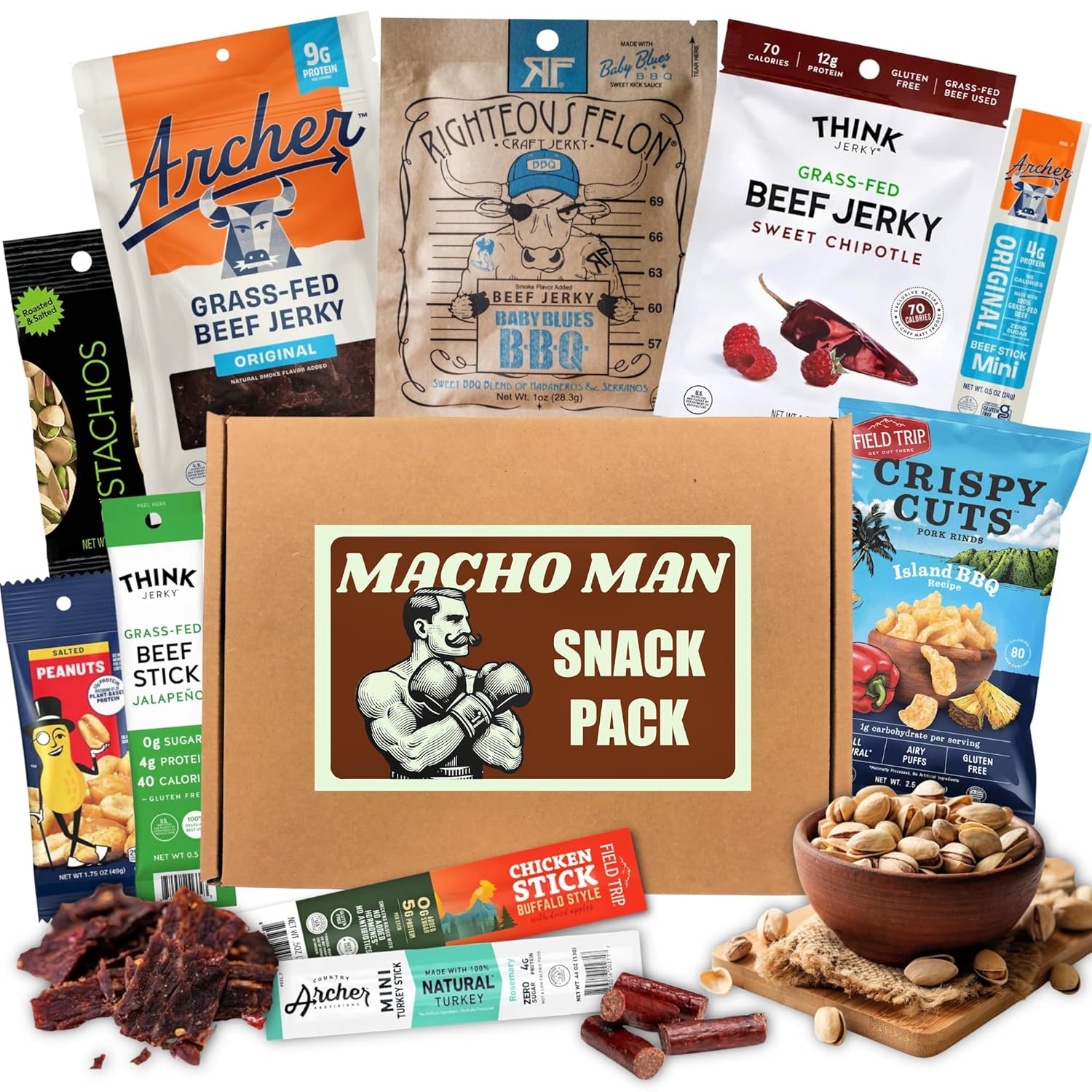 Macho Man Snack Pack Jerky Gift Box - Grass-Fed Meats