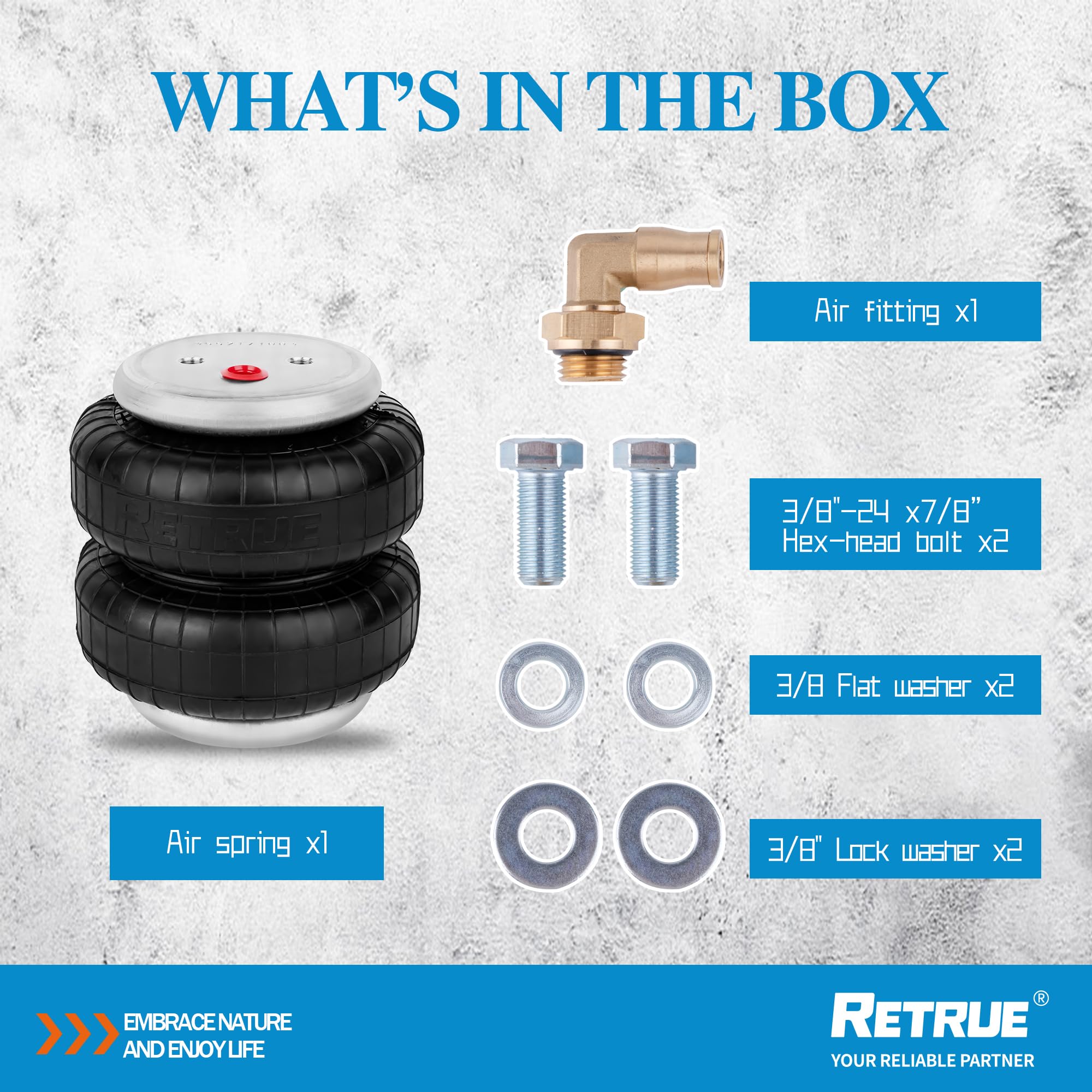 RETRUE Airbag Replacement Kit Air Suspension Bag with Air Fitting and Bolts Shims For 2015-2023 Ford F150 Air Suspension Kit [up to 5,000 lbs. of Load Leveling Capacity] Ride-Helper 1 Pack